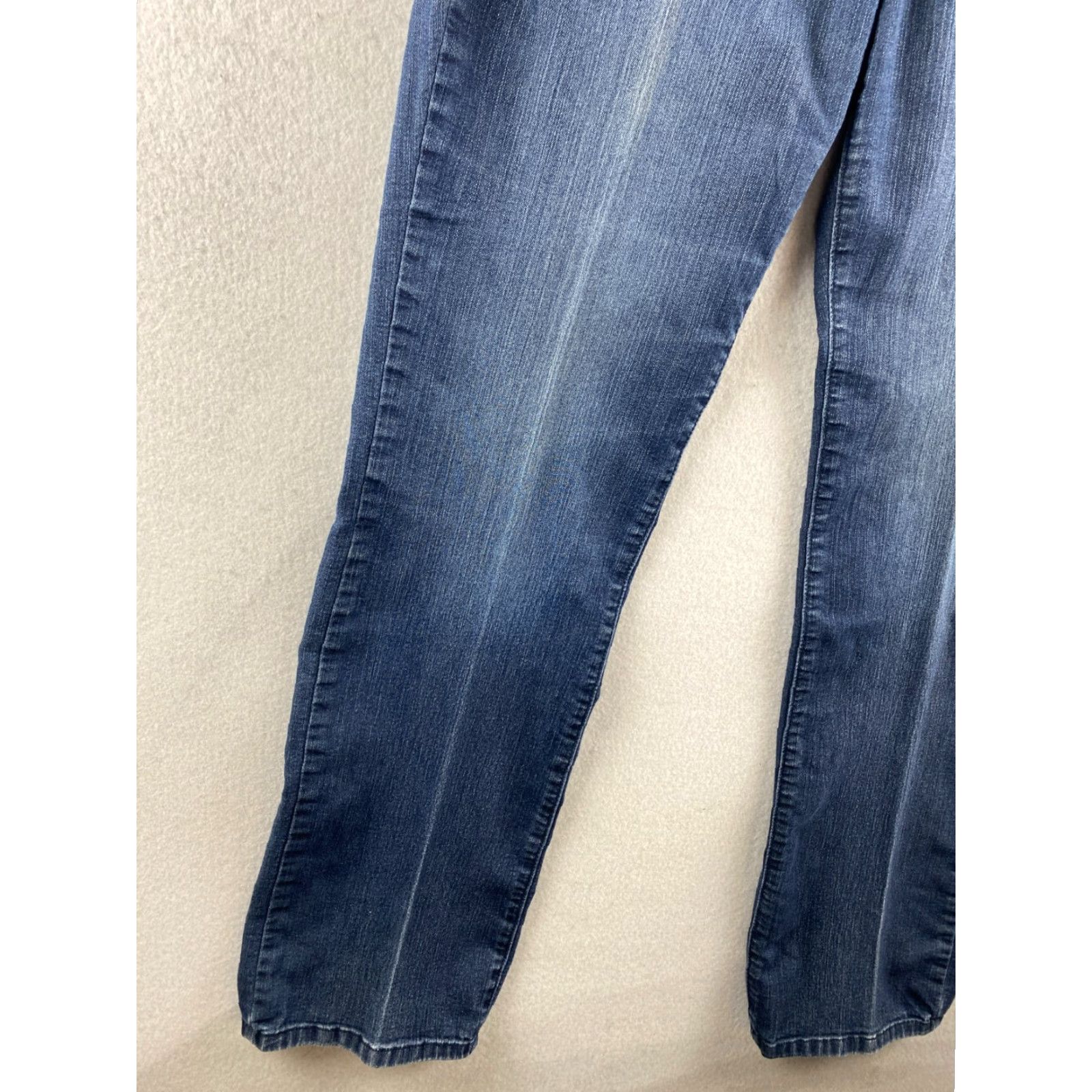 NYDJ VINTAGE is not vintage; NYDJ Jeans Size 10 Womens Blue Straight Lift Tuck Dark Distressed Stretch Denim Size 32" / US 10 / IT 46 - 5 Thumbnail