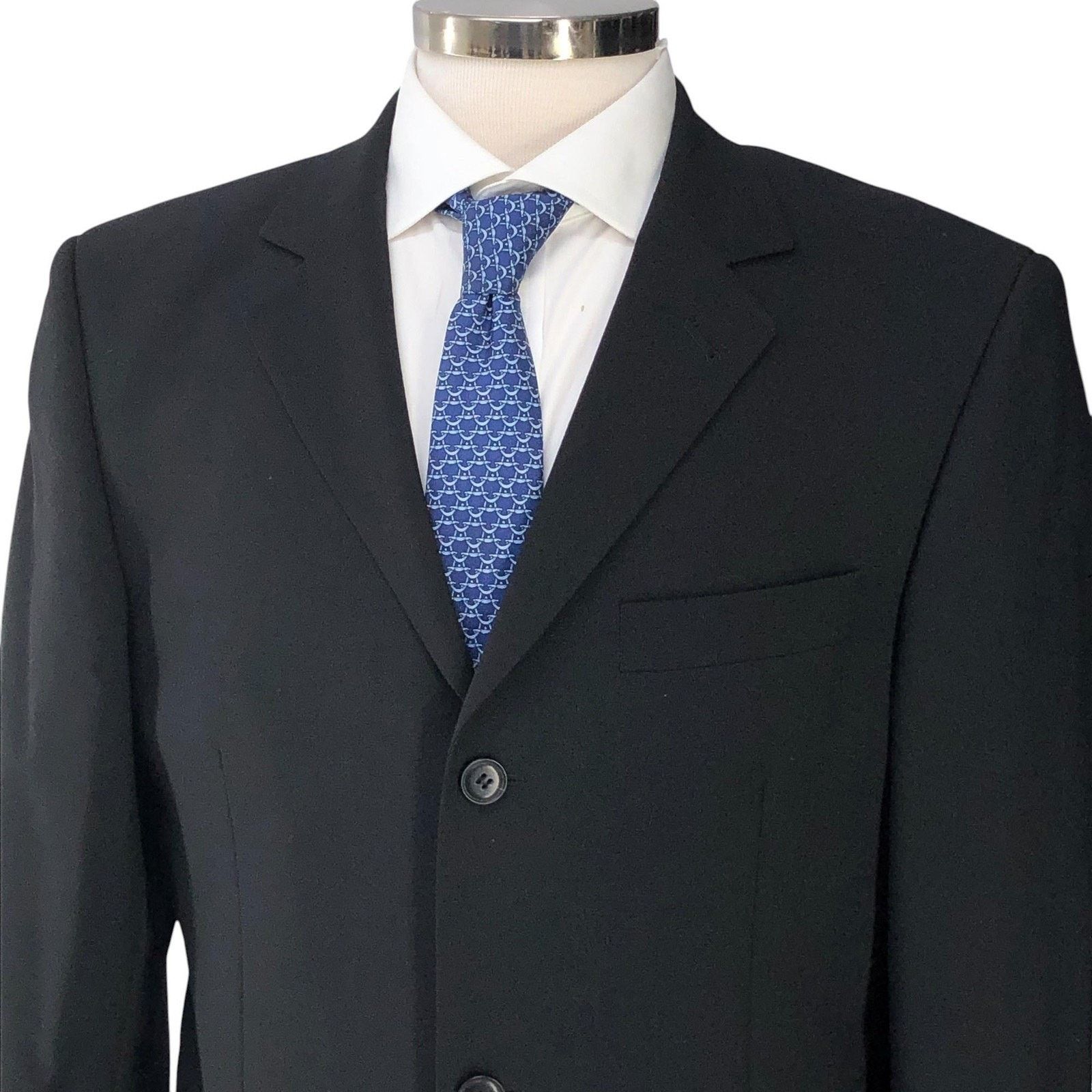 s.Oliver s.Oliver Blazer 46 Black Lars Wool Blend Three Button Jacket Size 42R - 2 Thumbnail