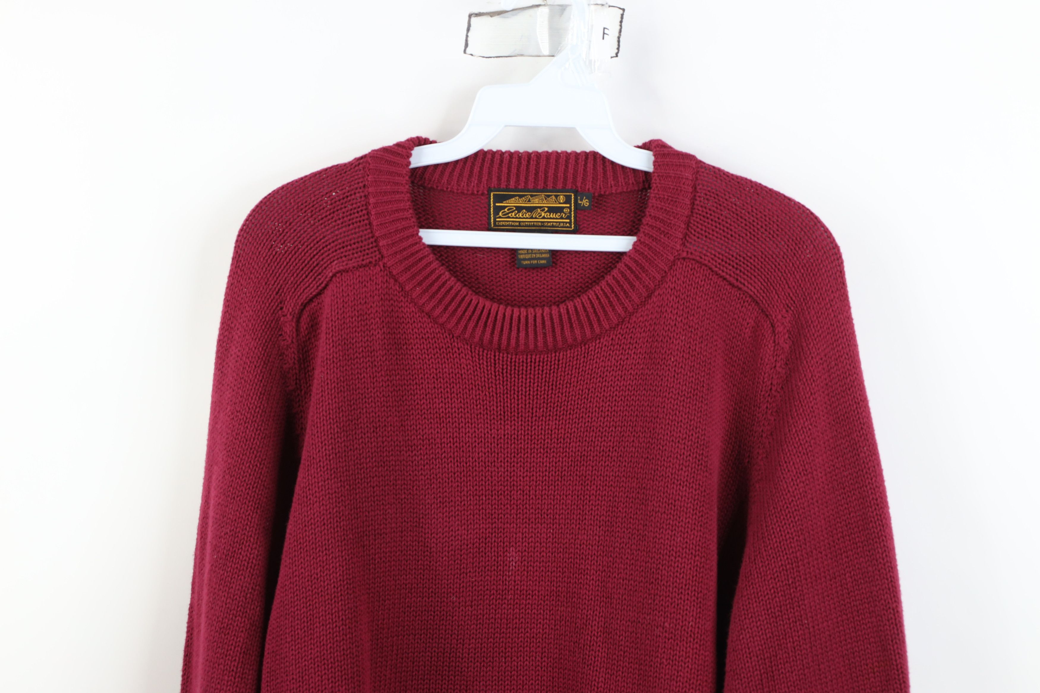 Eddie Bauer Vintage 90s Eddie Bauer Cotton Knit Crewneck Sweater Maroon Size US L / EU 52-54 / 3 - 2 Thumbnail