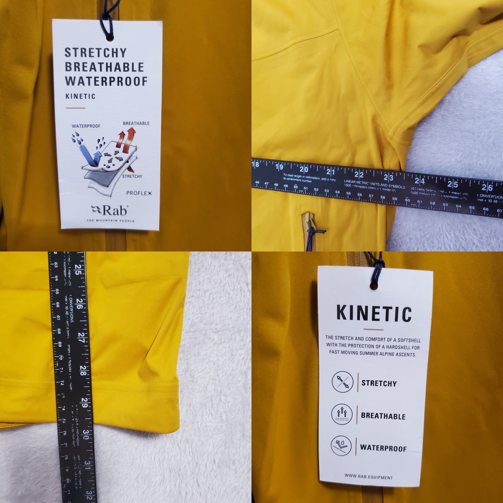 Rab RAB Kinetic 2.0 Jacket Men XL Sahara Proflex Waterproof Full Zip Hooded Stretchy Jacket Size US XL / EU 56 / 4 - 10 Thumbnail