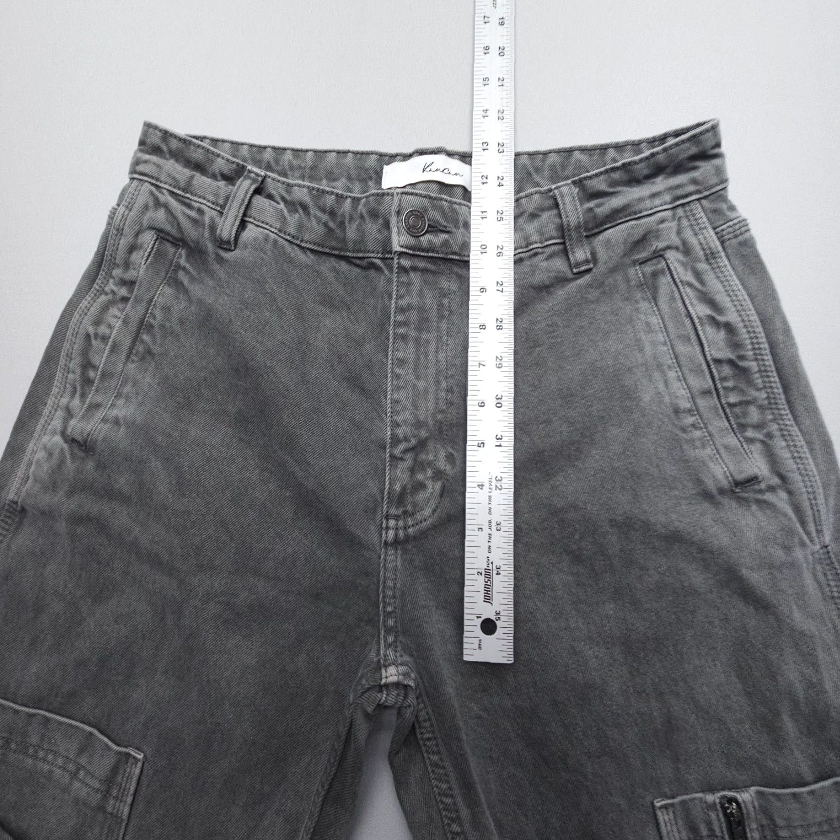 Vintage KanCan High Rise Heavyweight Cargo Jeans Womens 9 / 28 Gray Baggy Oversized Size 28" / US 6 / IT 42 - 6 Thumbnail