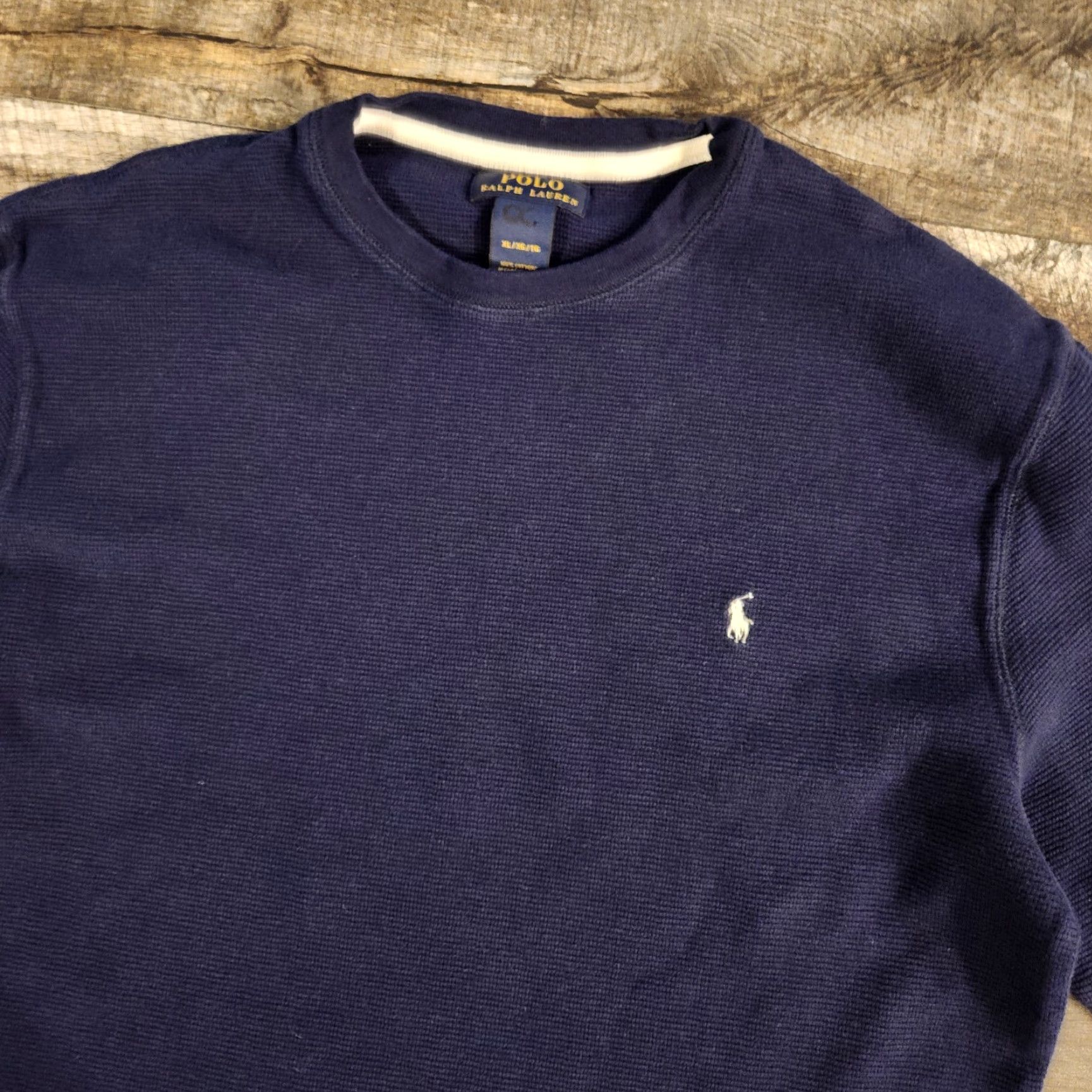 Polo Ralph Lauren Polo Ralph Lauren Waffle Knit Thermal Mens XL Blue Crew Neck Long Sleeve Shirt Size US XL / EU 56 / 4 - 2 Thumbnail