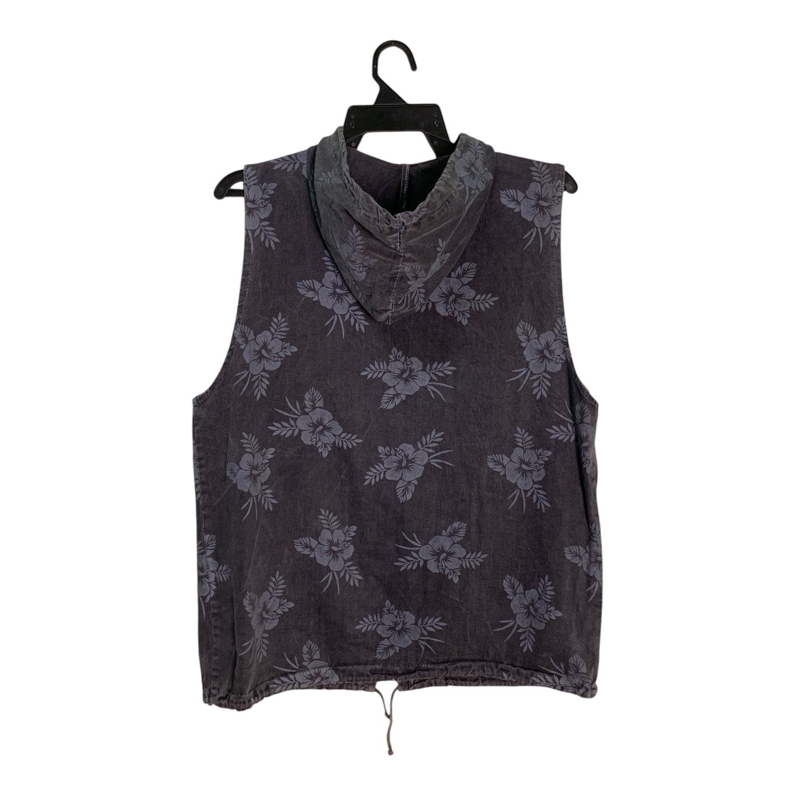 Japanese Brand Rare Design Soft Denim Floral Hoodie Vests Size L / US 10 / IT 46 - 2 Thumbnail