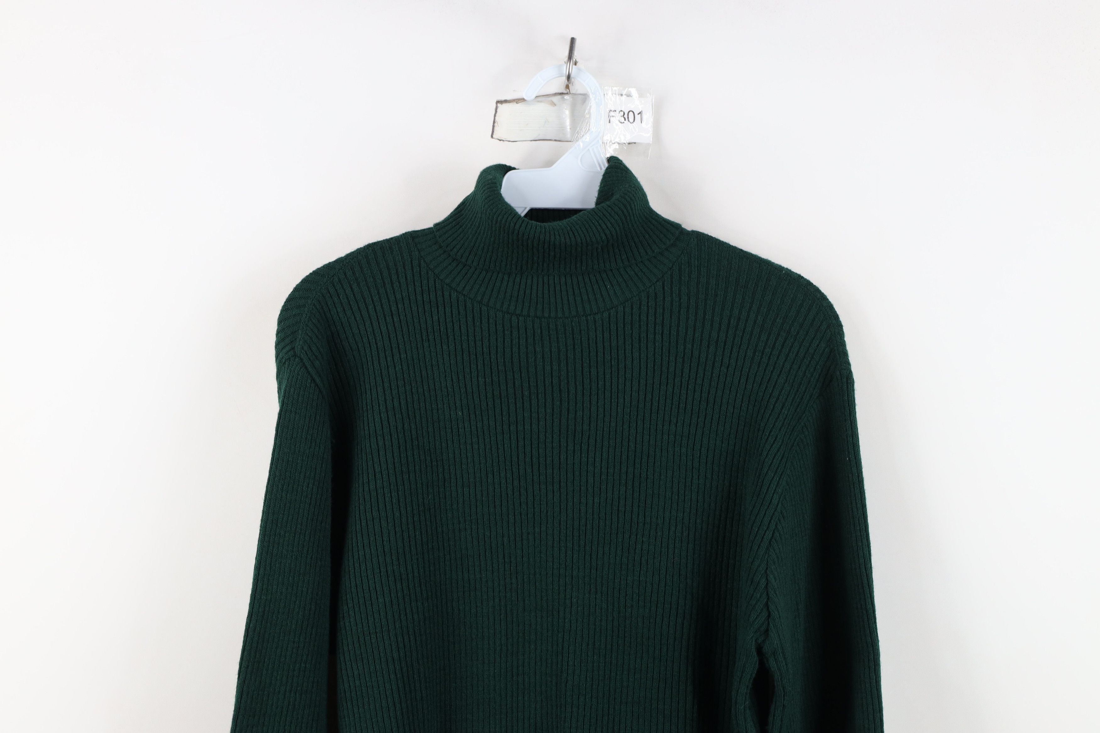 Vintage Vintage 70s Streetwear Ribbed Knit Turtleneck Sweater Green Size L / US 10 / IT 46 - 2 Thumbnail