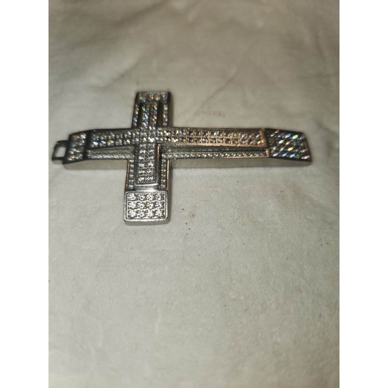 Other 2.5 Inch Silver Tone Cross Pendant With Clear Stones Size ONE SIZE - 5 Thumbnail