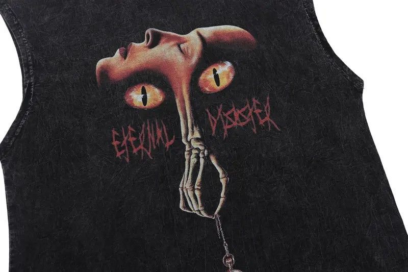 Japanese Brand Skull Eyes Graphic Print Sleeveless Shirt Size US L / EU 52-54 / 3 - 3 Thumbnail