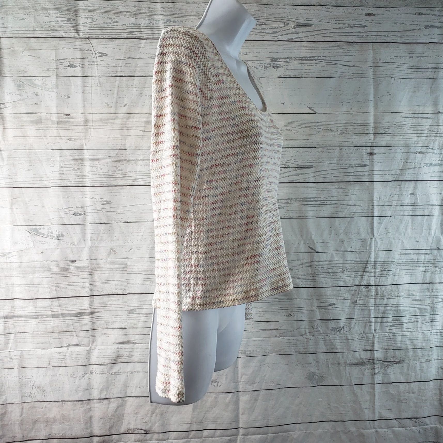 Madewell Madewell Womens Knit Scoopneck Top Stripe Sz Small Pink White Cotton Blend Pullover Knit Shirt Womens Colorful 90s? Size S / US 4 / IT 40 - 3 Thumbnail