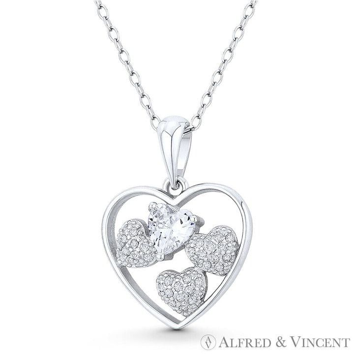 Other 5-Heart Cluster Charm CZ Pendant in .925 Sterling Silver Size ONE SIZE - 1 Preview