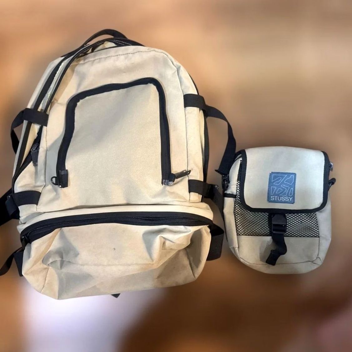 Logo 7 VINTAGE STUSSY 2WAY Backpack Shoulder Bag S Logo Rare USED Navy Tag 90s OLD Mens Size ONE SIZE - 3 Thumbnail