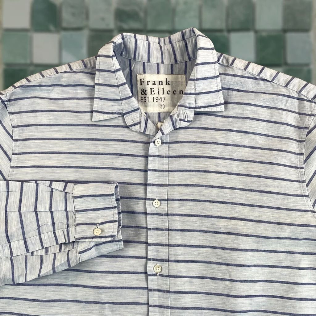 Frank & Eileen Frank & Eileen Paul Shirt Women Large Blue Linen Blend Relaxed Fit Long Sleeve Size L / US 10 / IT 46 - 1 Thumbnail