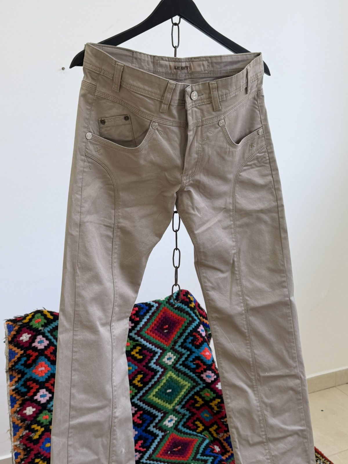 Japanese Brand Vintage Streetwear Flared Bootcut Baggy Beige Y2K Jeans Size US 30 / EU 46 - 5 Thumbnail