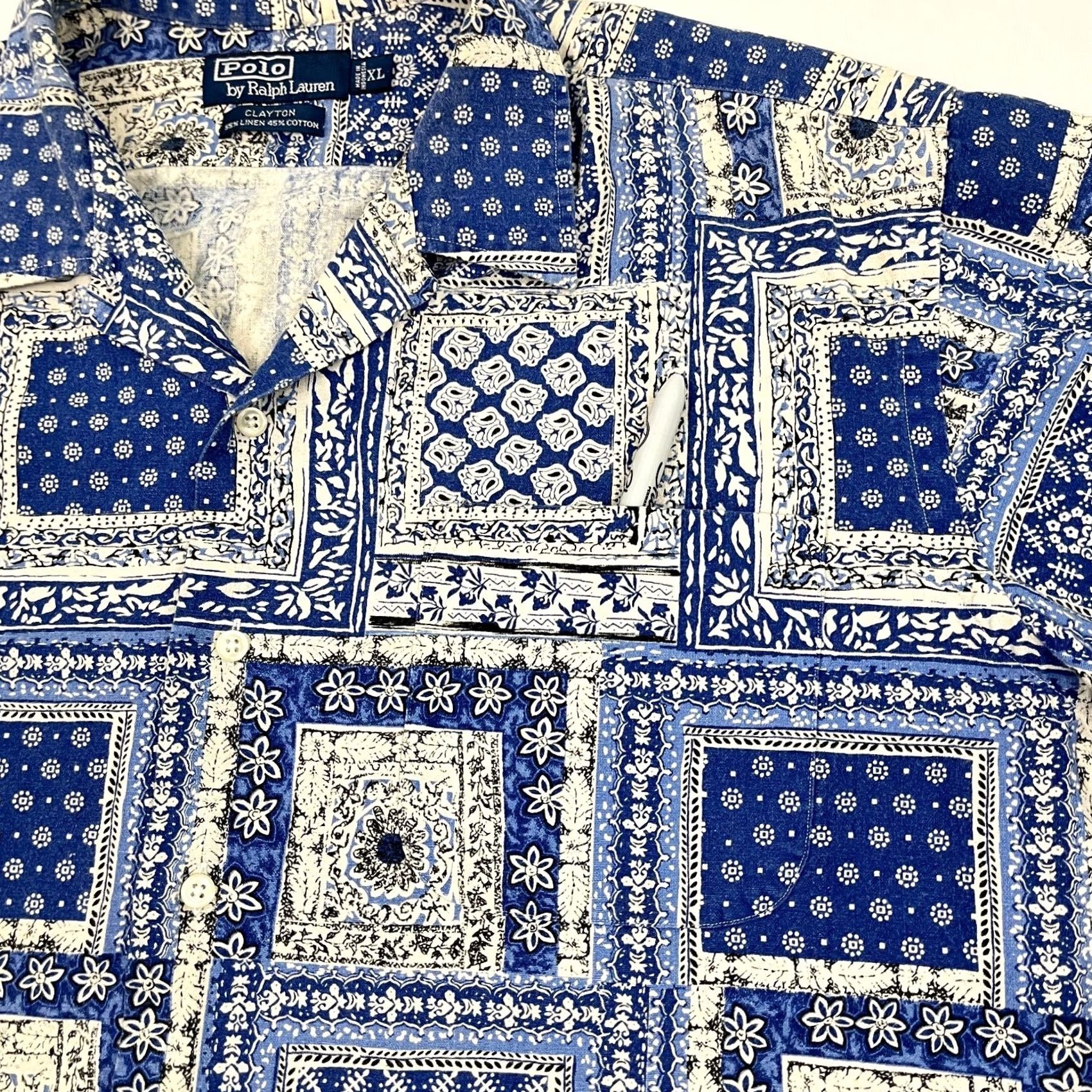 Polo Ralph Lauren VINTAGE Polo Ralph Lauren Clayton Shirt Mens XL Blue Paisley Bandana Linen Button Up Size US XL / EU 56 / 4 - 7 Thumbnail