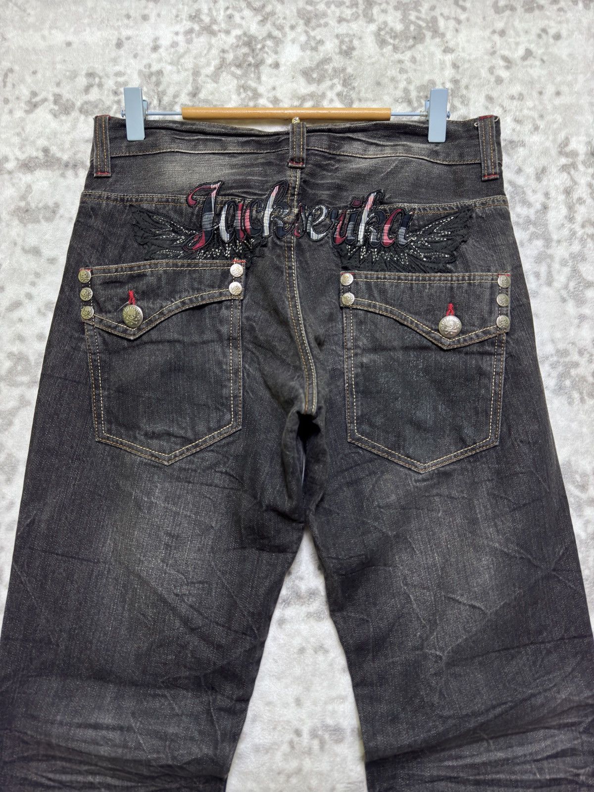 Hysteric Glamour Jack Serika Punk Whisker Faded Black Denim Jeans Patch Logo Size US 31 - 7 Thumbnail