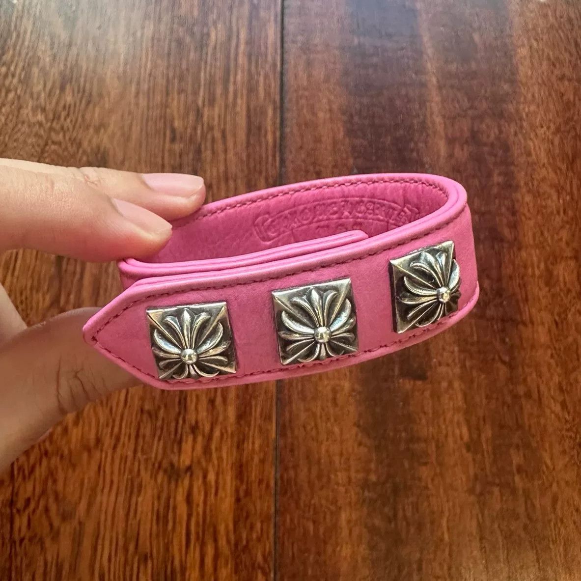 Chrome Hearts Limited Pink Leather Bracelet