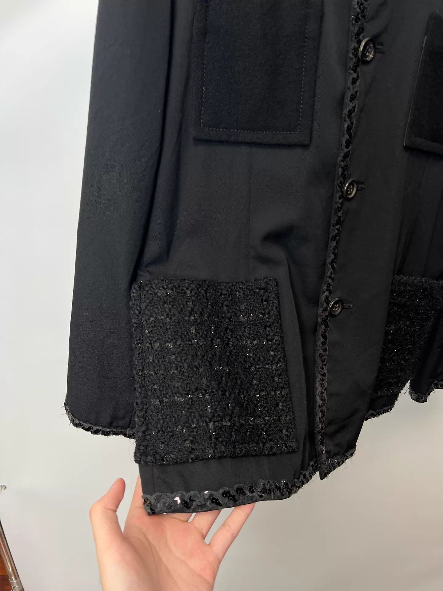 Comme des Garcons CDG Peter Pan Collar 4-Pocket Sequin Jacquard Wool Coat M Size M / US 6-8 / IT 42-44 - 5 Thumbnail