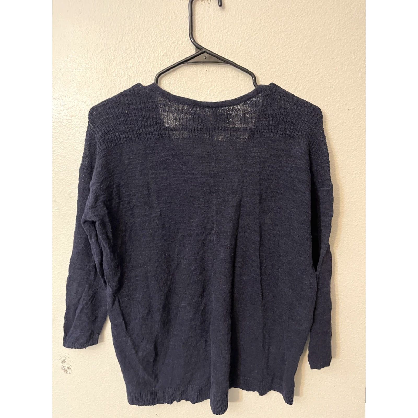 Ann Taylor Ann Taylor LOFT Navy Blue V-Neck 3/4 Sleeve Sweater XS Cotton Blend Pullover Women Size XS / US 0-2 / IT 36-38 - 2 Thumbnail