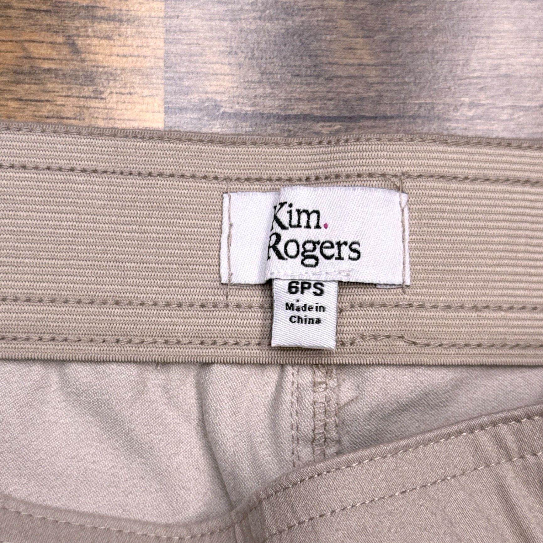 Vintage Kim Rogers Pants Straight Womens 6PS Pull On Stretch Satin Cotton Blend 24.5 Inseam Casual Chino Tummy Control Size 28" / US 6 / IT 42 - 5 Thumbnail