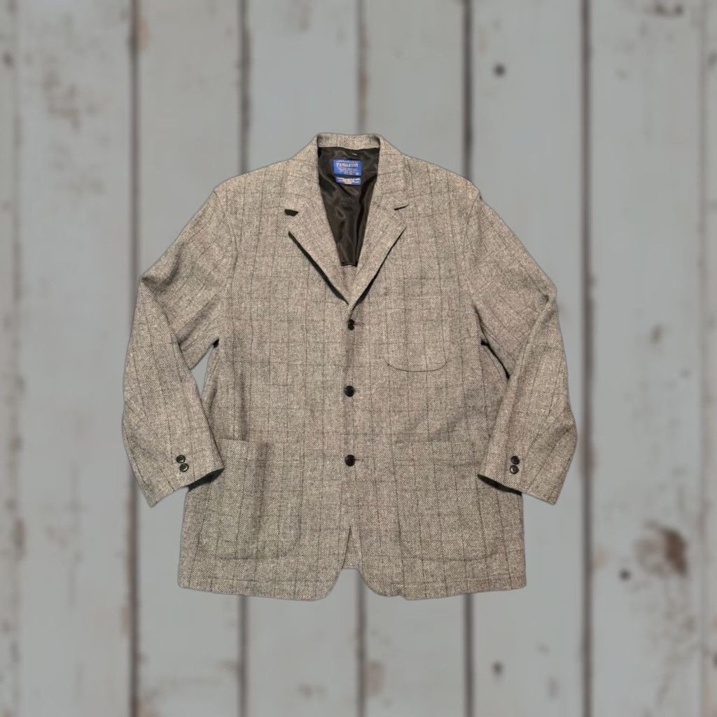 Pendleton VINTAGE Pendleton Heritage Limited Edition Men’s Chore Blazer Gray Plaid Wool XL Size 46R - 1 Thumbnail