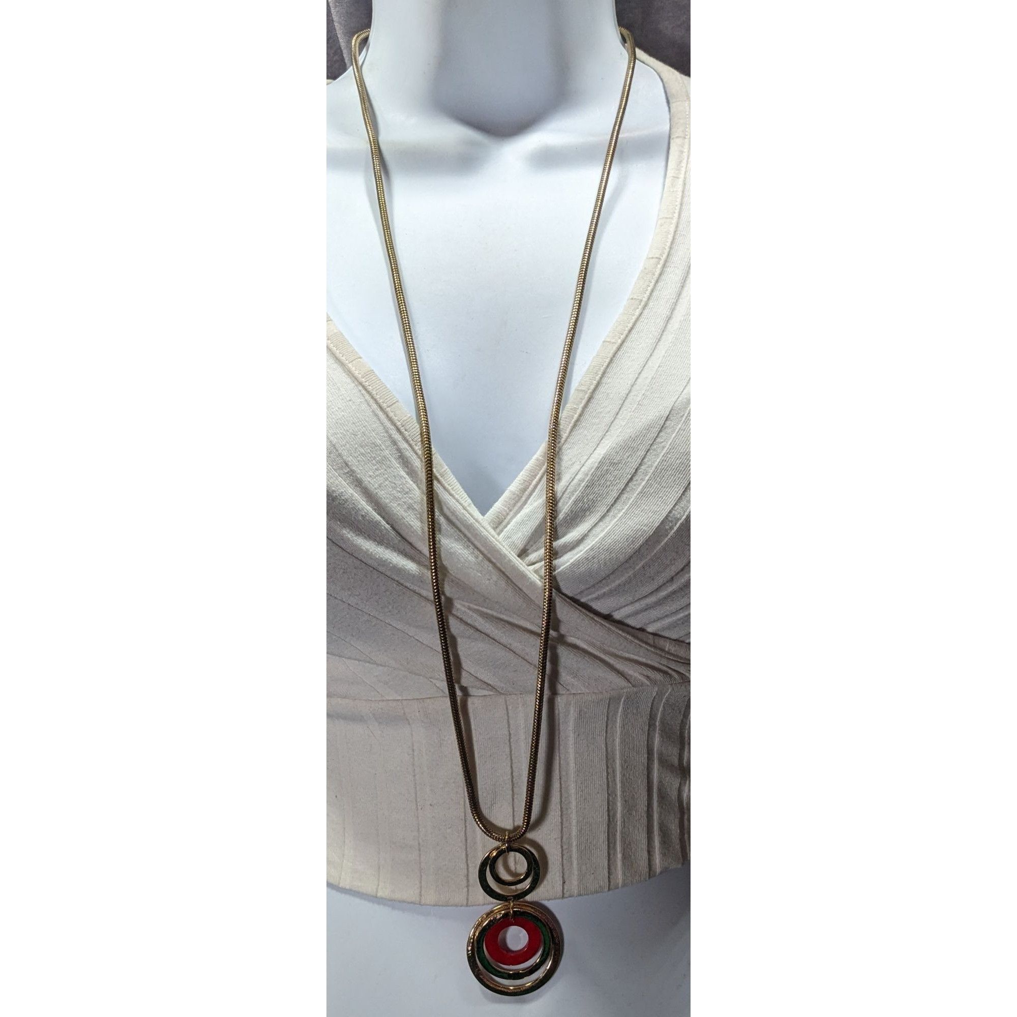 Other Charming Charlie Retro Geometric Red And Gold Tone Pendant N Size ONE SIZE - 4 Thumbnail