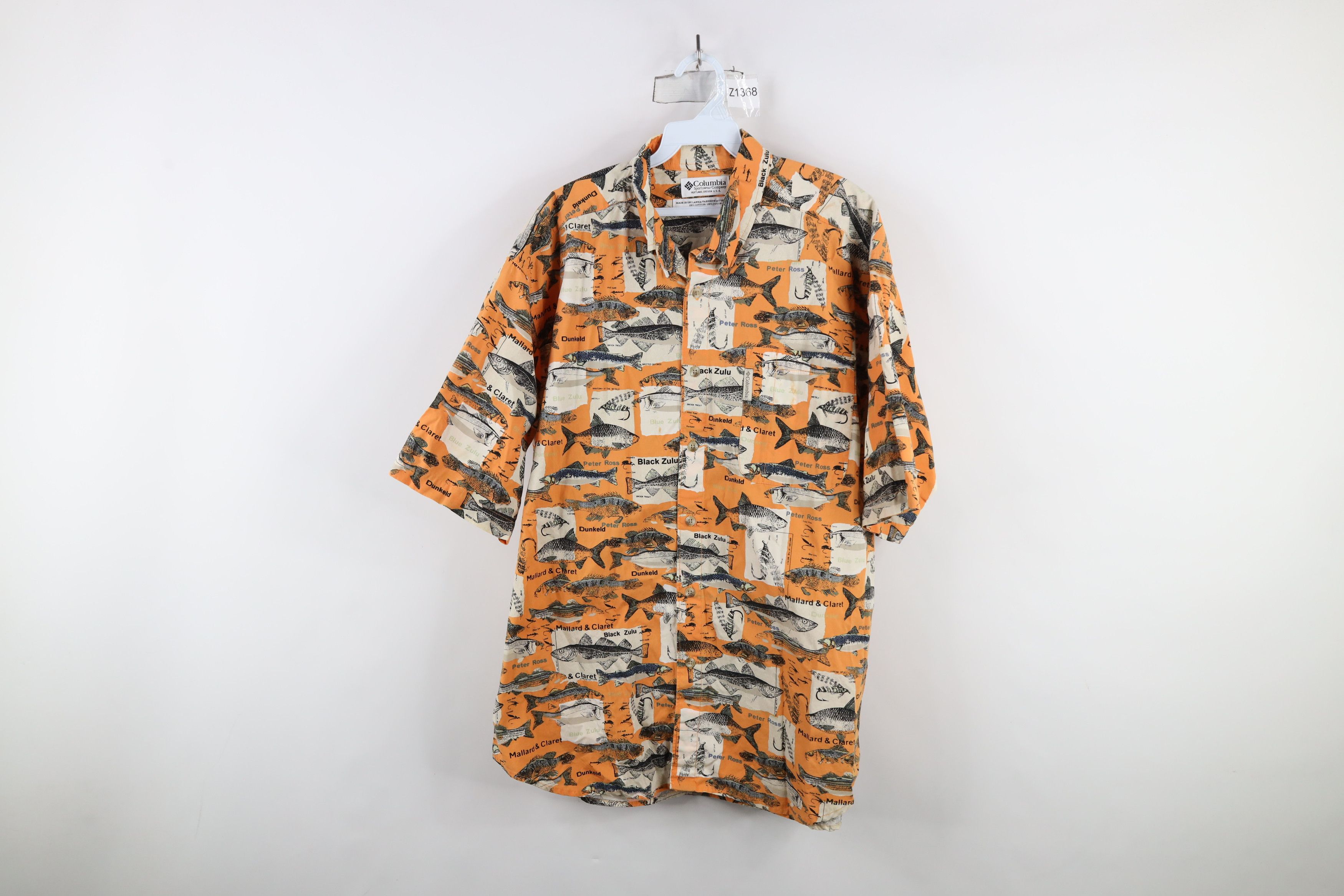 Columbia × Vintage Vintage 90s Columbia Over Print Short Sleeve Button Shirt Size US L / EU 52-54 / 3 - 1 Thumbnail