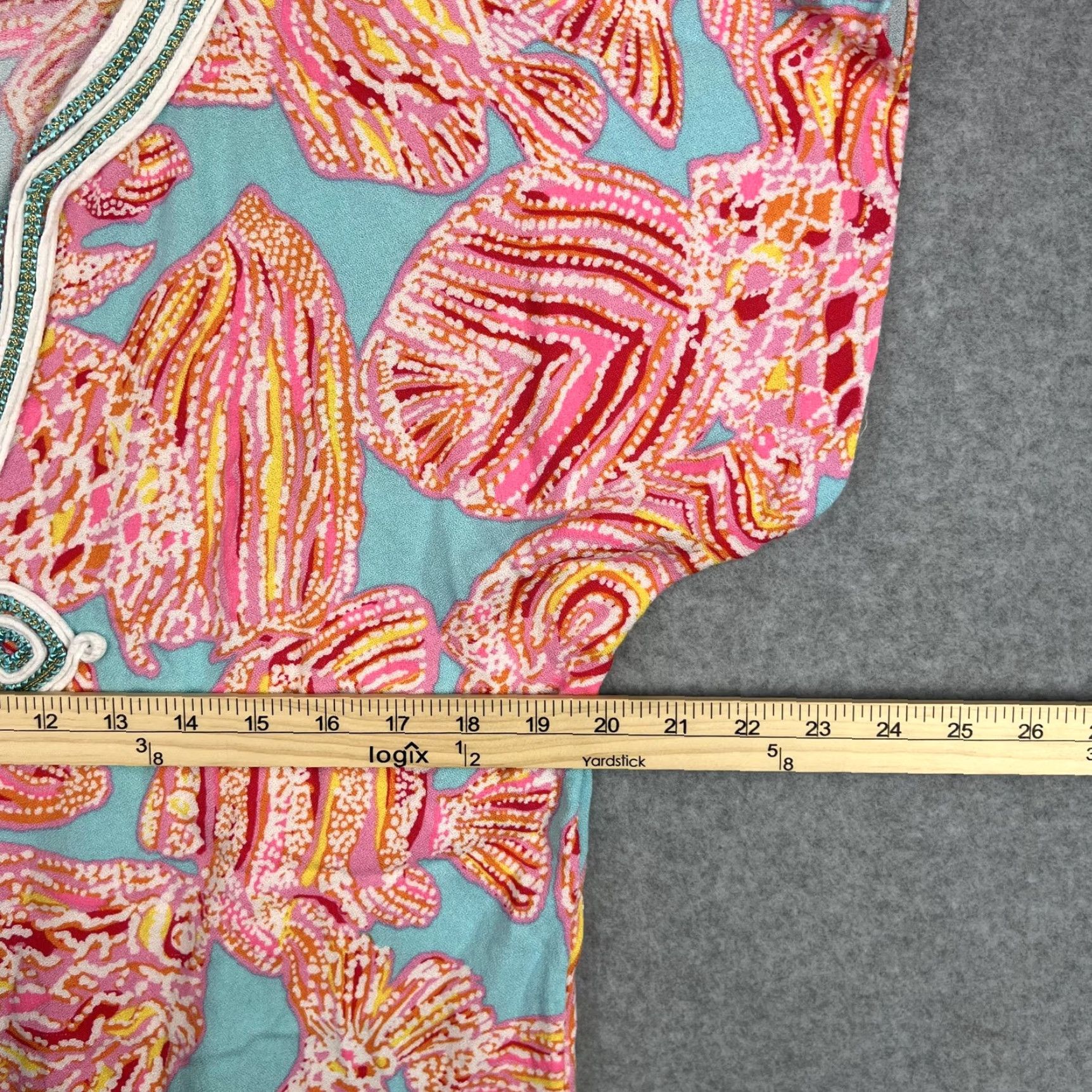 Lilly Pulitzer Lilly Pulitzer Dress Womens Medium Blue Pink Fish Print Beaded Tunic Coverup Dress Size M / US 6-8 / IT 42-44 - 2 Thumbnail