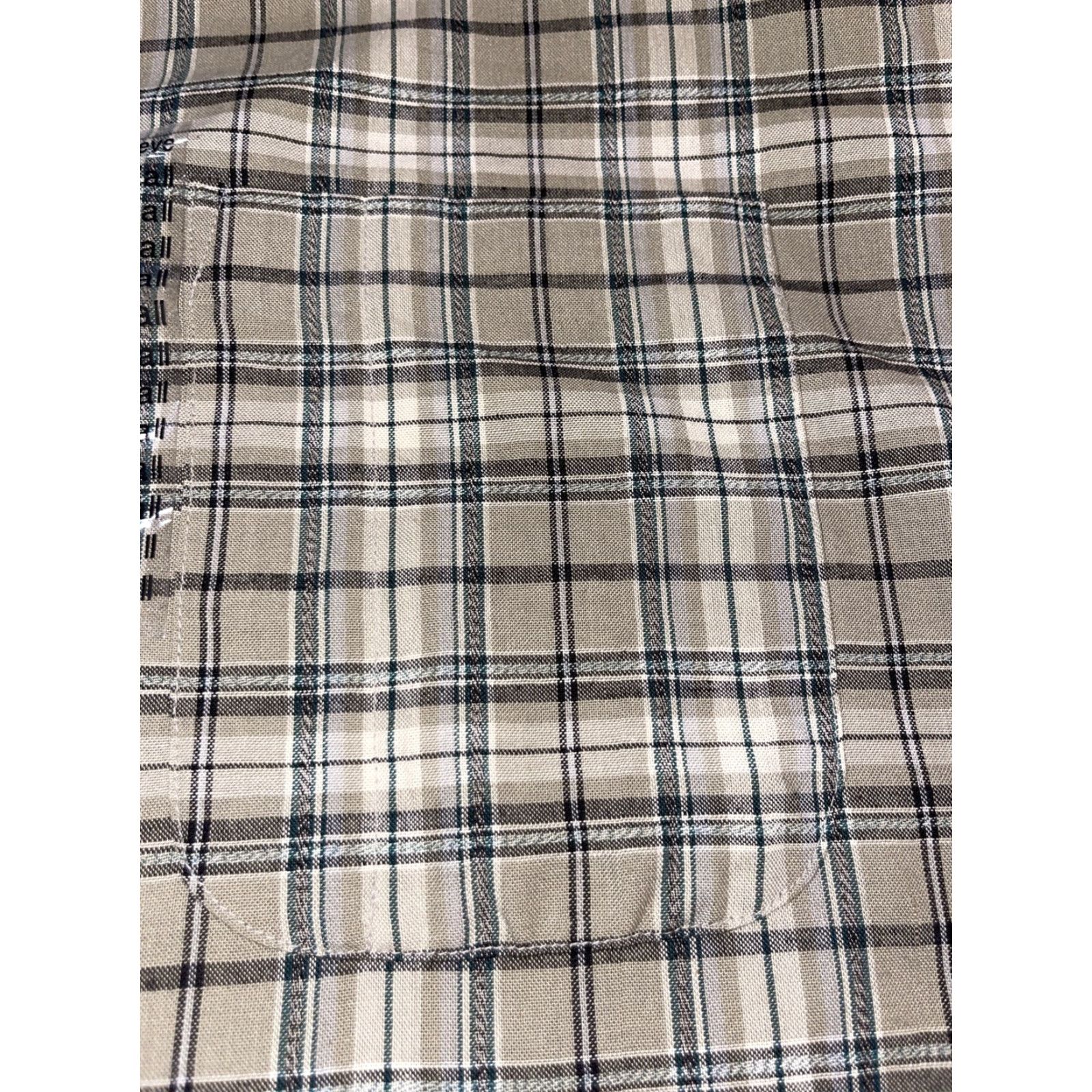 Vintage Williams Bay Plaid Oxford Flannel Shirt Button-Down Large Tall Tan Green Cream Cotton-Polyester Button-Up Mens Size US L / EU 52-54 / 3 - 5 Thumbnail