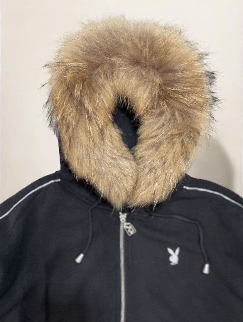 If Six Was Nine Vintage Playboy Distressed Y2K Fur Hoodie Size US XL / EU 56 / 4 - 2 Thumbnail