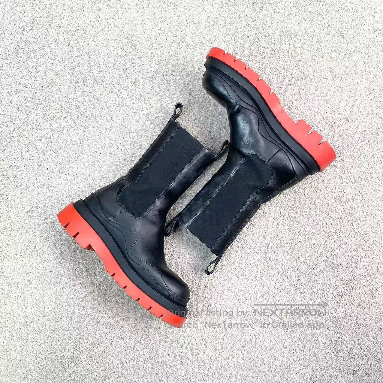 Bottega Veneta Bottega Veneta Black and red thick-soled pipe Chelsea boot Size US 8.5 / IT 38.5 - 3 Thumbnail