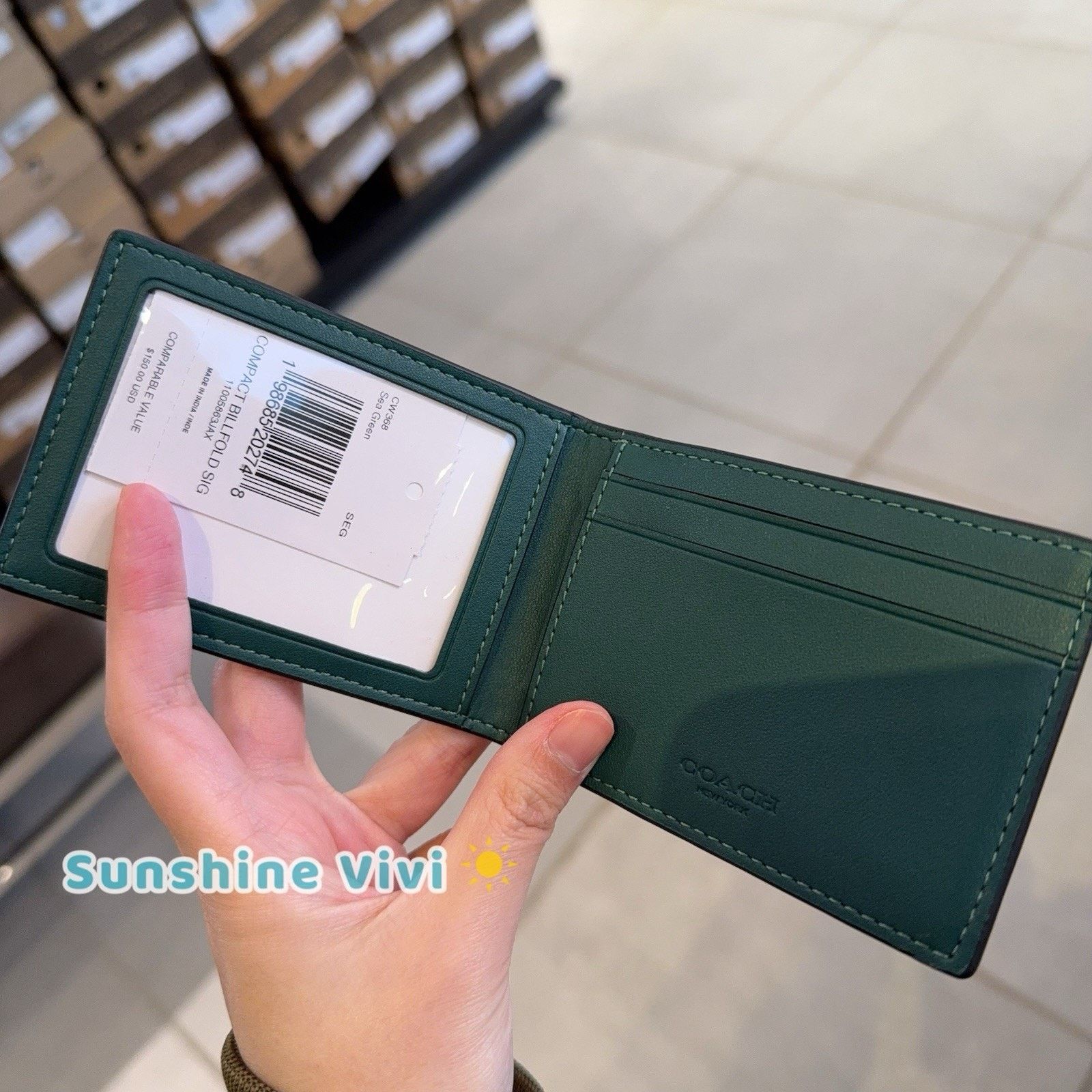Coach NWT Coach Men's Compact Billfold Wallet CW368 Sea Green Size ONE SIZE - 2 Thumbnail