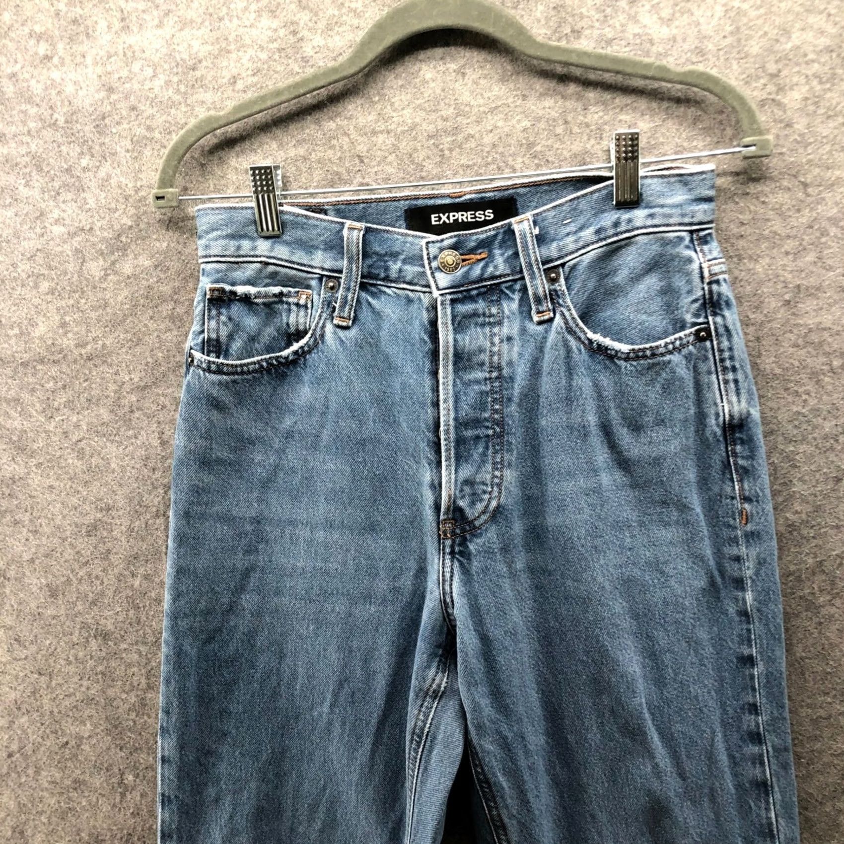 Express VINTAGE? Express Jeans Womens 2 Blue Cotton High Rise Button Fly Medium Wash Jeans Size 26" / US 2 / IT 38 - 3 Thumbnail