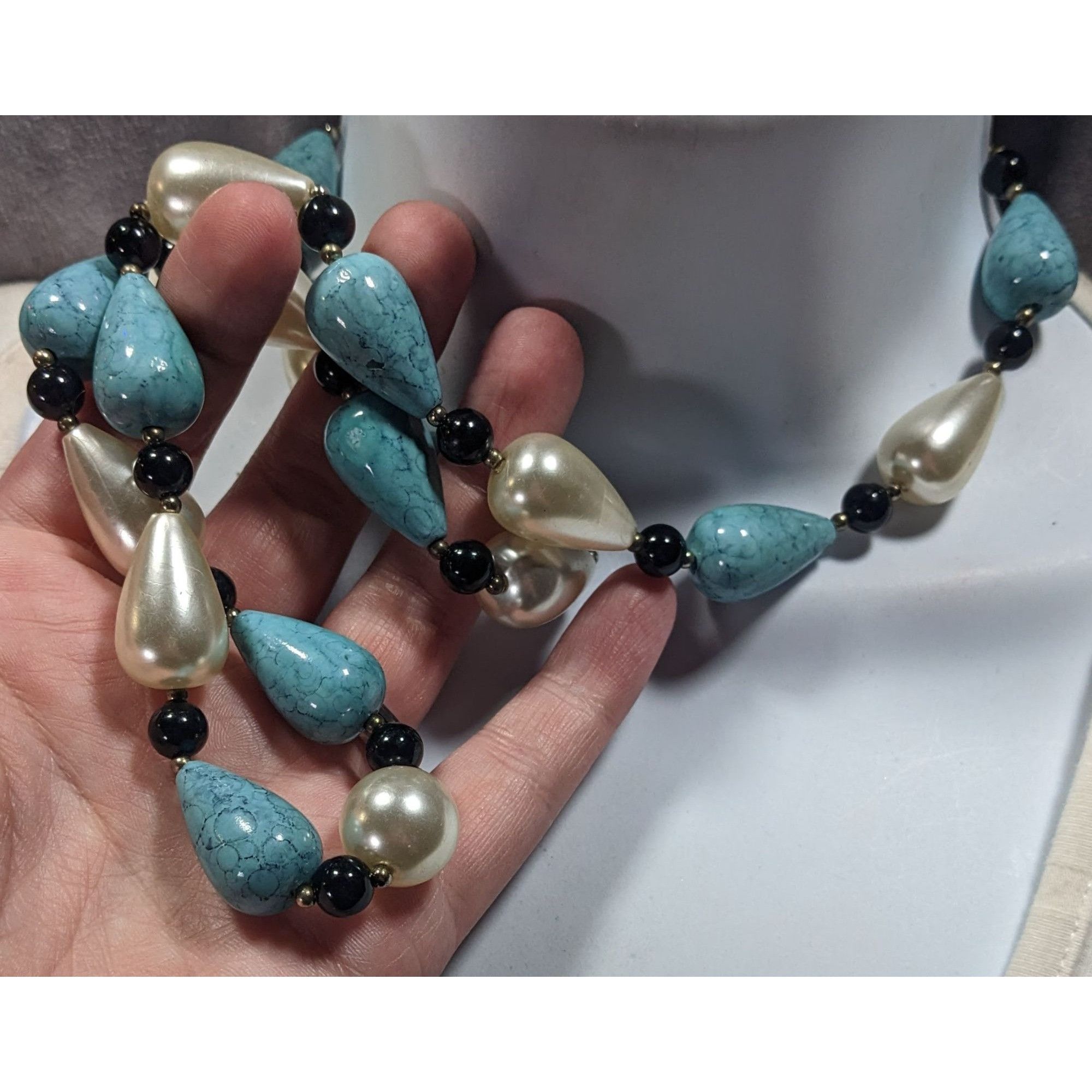 Other Faux Turquoise And Pearl Teardrop Beaded Necklace Size ONE SIZE - 3 Thumbnail