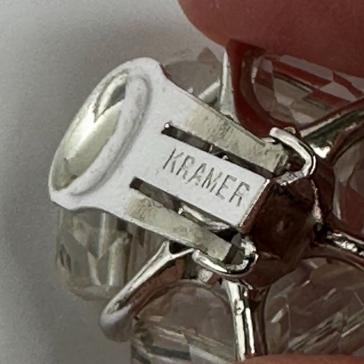 Vintage Vintage Kramer Clip On Earrings, 1950s Crystal Bead Cluster Size ONE SIZE - 8 Thumbnail