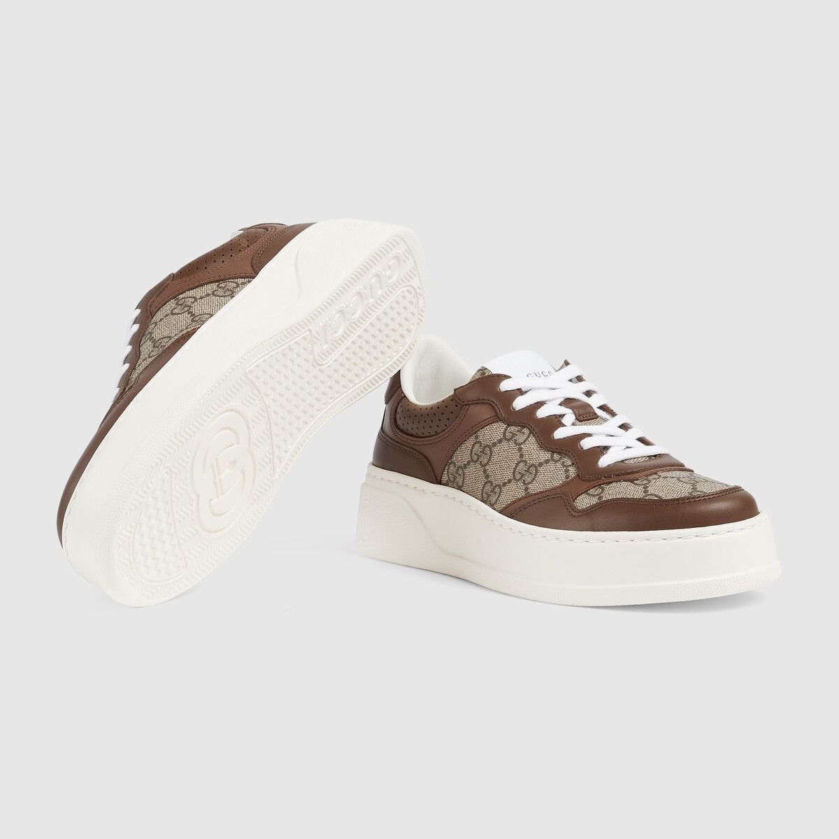 Gucci o1s1wg110225 Women's GG Sneakers in Brown & Beige Size US 11.5 / IT 41.5 - 5 Thumbnail