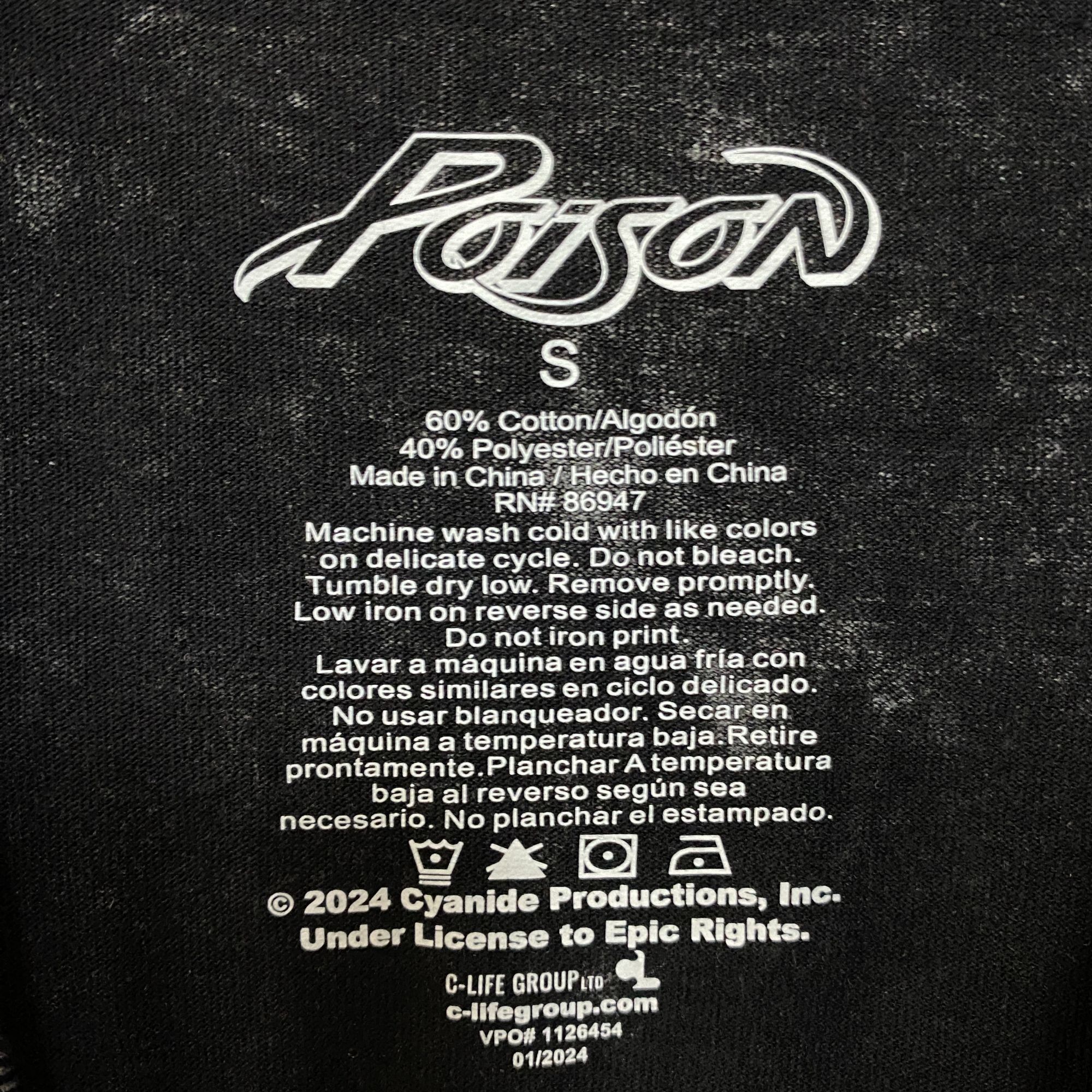 Rap Tees Poison Snakes and Skulls Mineral Wash Rock Band T-Shirt Smal Size US S / EU 44-46 / 1 - 4 Thumbnail