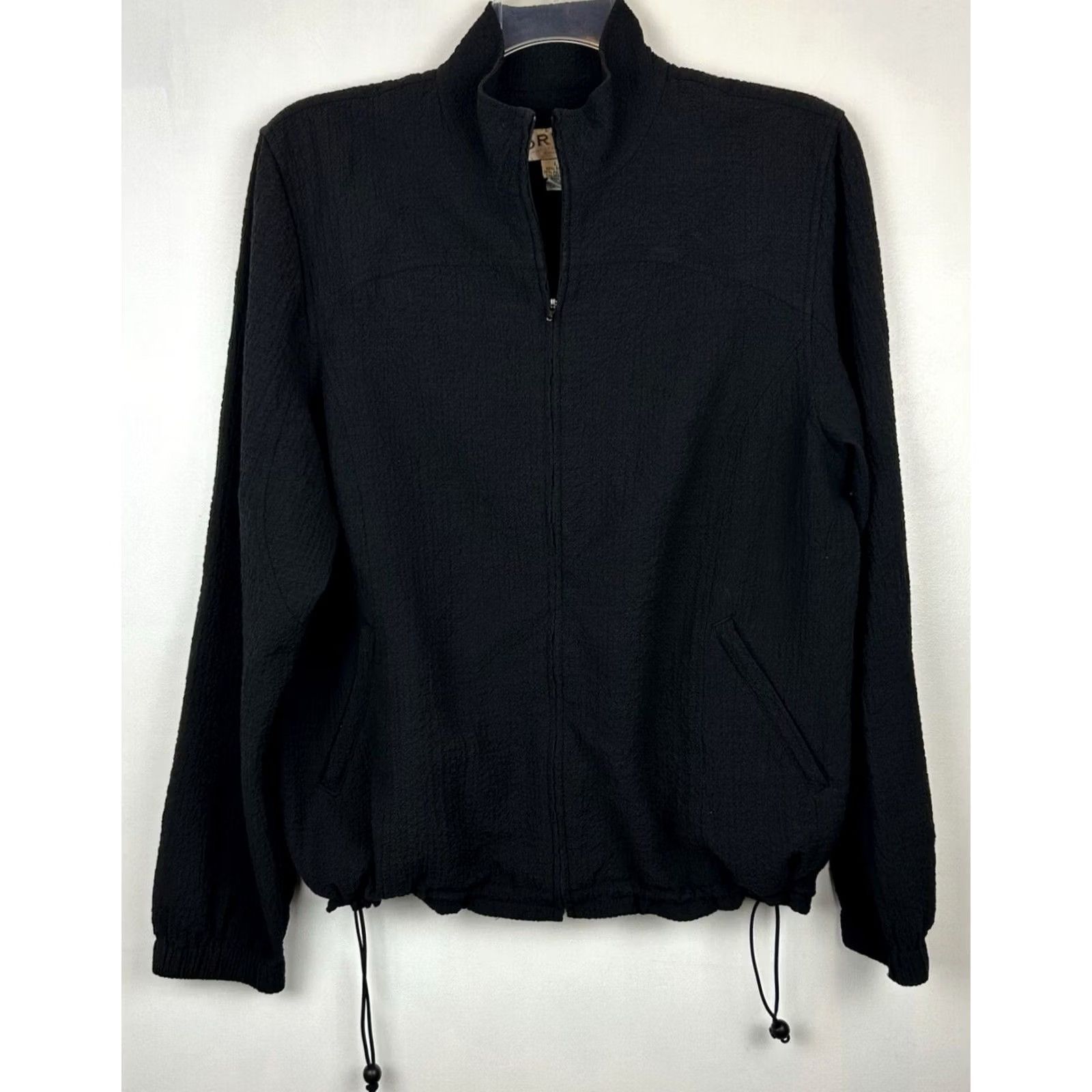 Orvis Orvis Jacket Womens L Black Lightweight Full Zip Textile Rayon Blend Cinch Textured Basic Jacket Women L Black Size L / US 10 / IT 46 - 4 Thumbnail