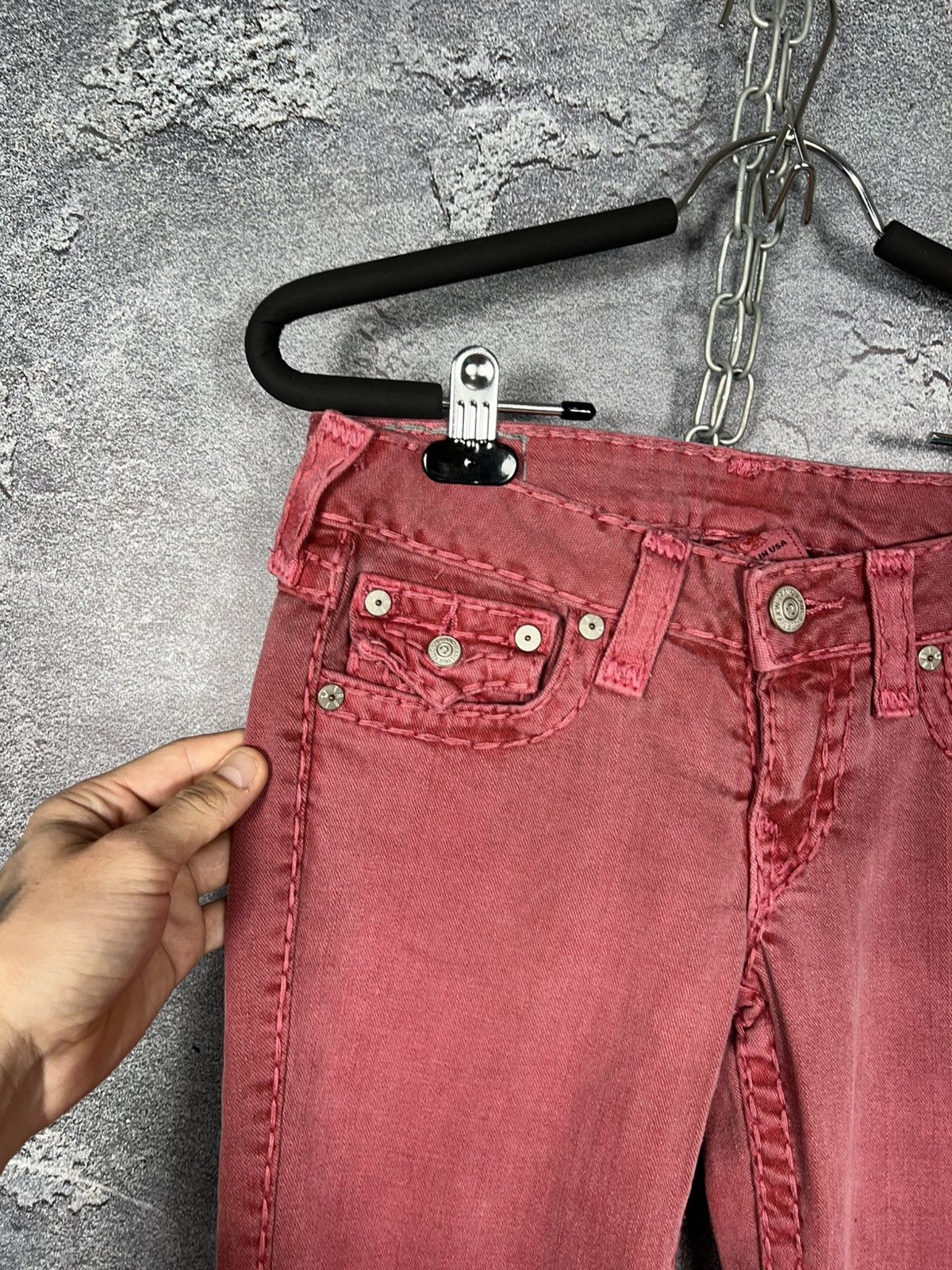 True Religion Vintage True Religion Flare Billy Super T Pink Jeans Size 27" / US 4 / IT 40 - 4 Thumbnail