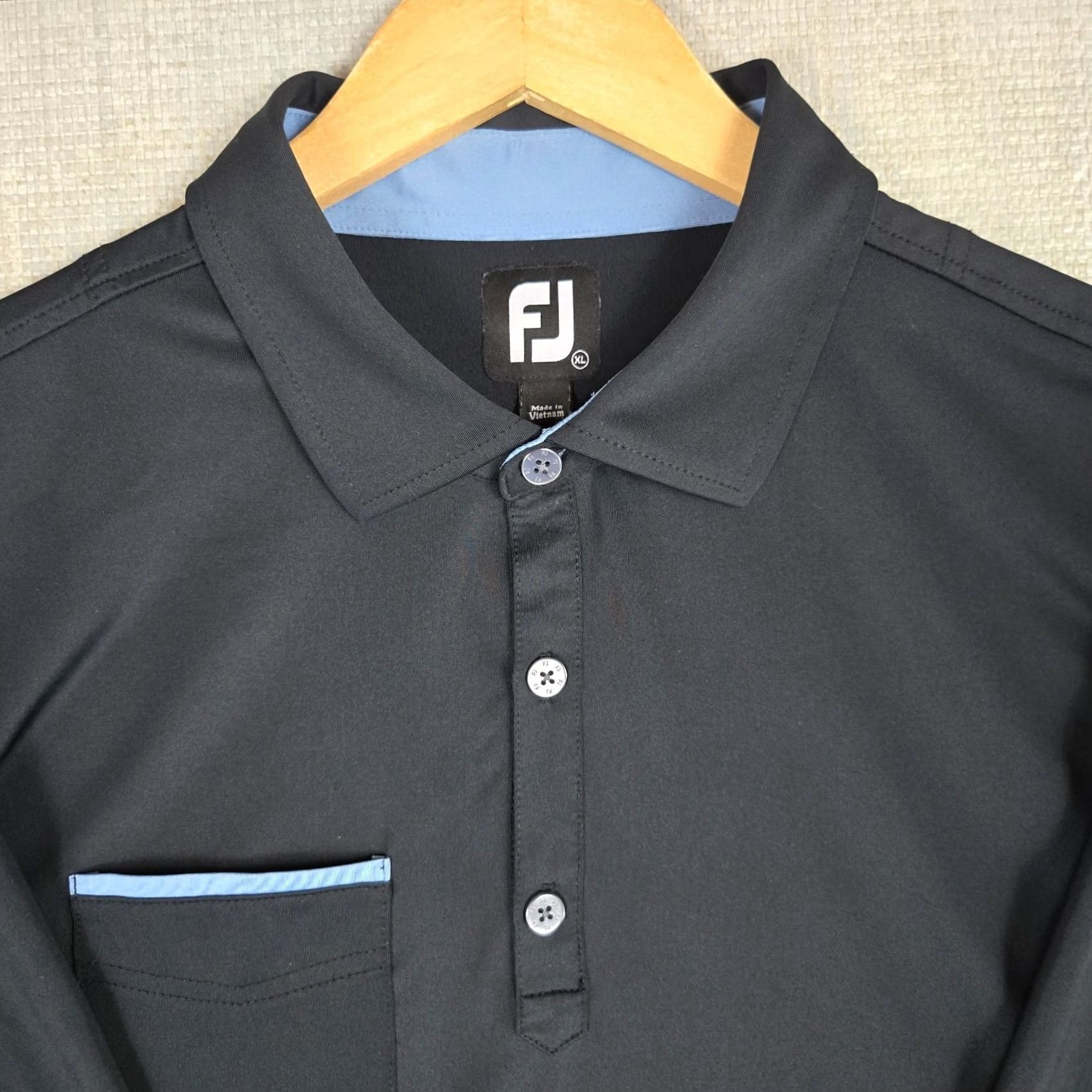 Footjoy FOOTJOY Performance Polo Shirt Size XL Black Blue Pocketed Wicking Golf Mens Size US XL / EU 56 / 4 - 3 Thumbnail
