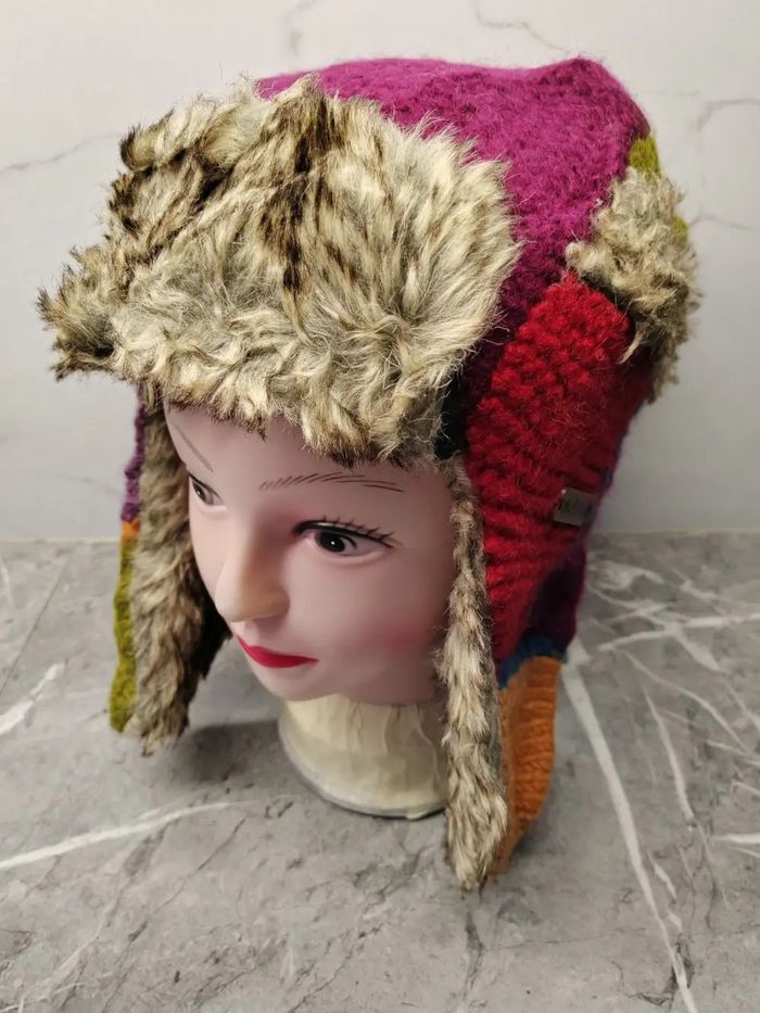 If Six Was Nine Vintage Ushanka Moshiki Wool Patchwork Style Earflap Beanie Size ONE SIZE - 2 Thumbnail