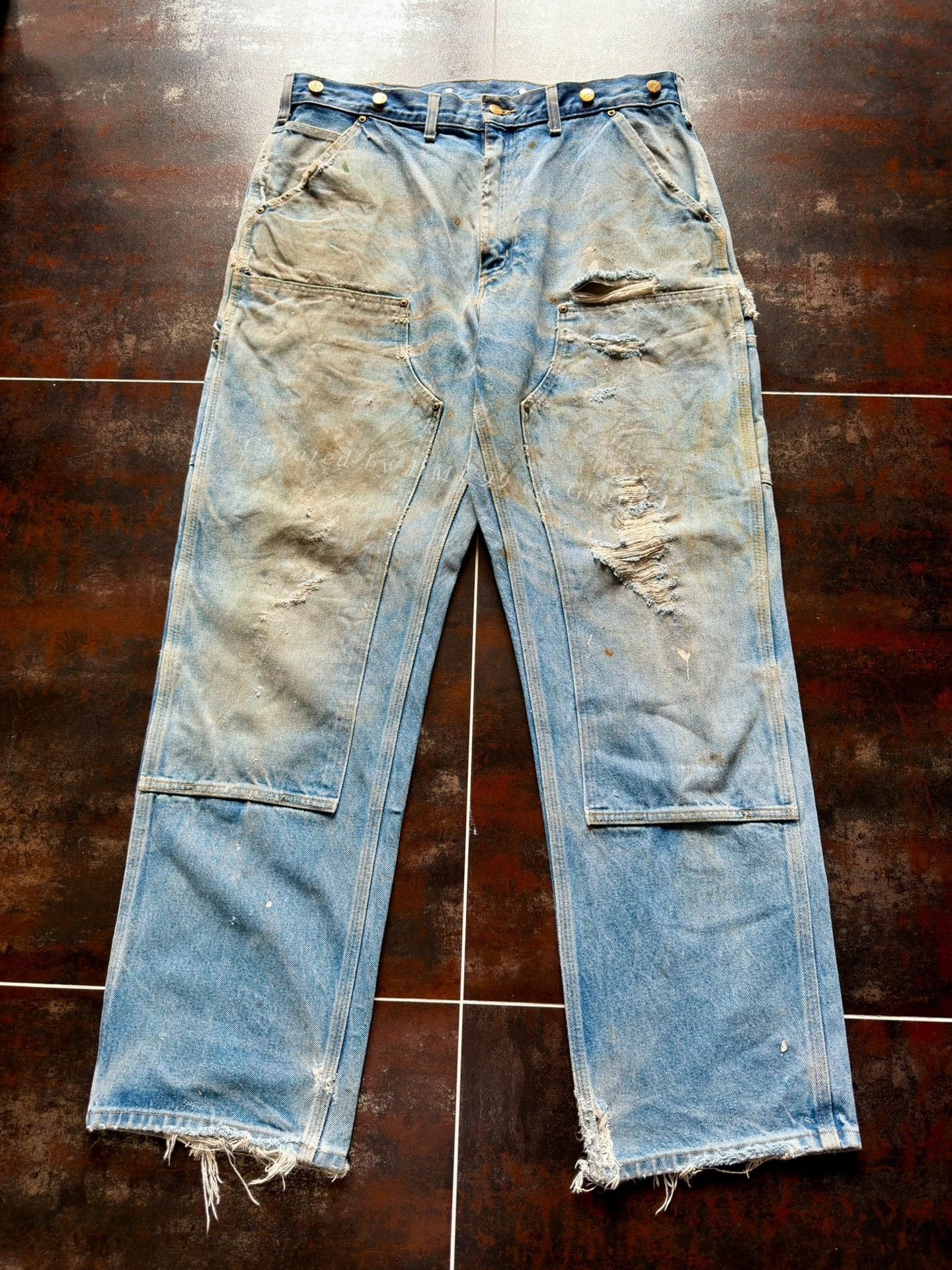 Vintage Vintage Carhartt B07 Denim Work Pants Size US 30 / EU 46 - 1 Thumbnail