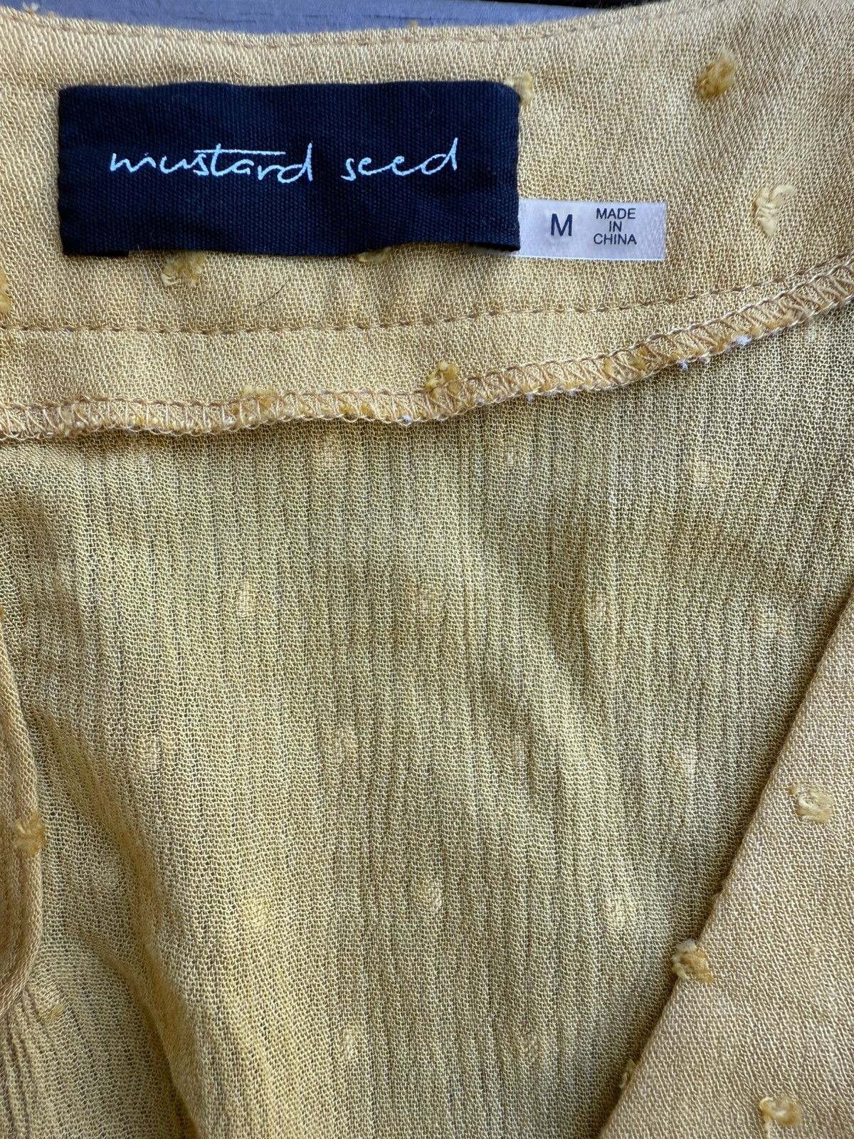 Other Mustard Seed Yellow Cropped Top V-Neck Peasant Swiss Dot Size M / US 6-8 / IT 42-44 - 8 Thumbnail