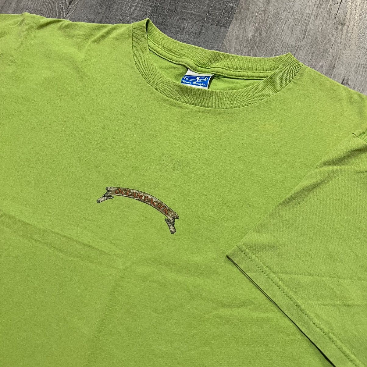 Ocean Pacific × Vintage VTG Ocean Pacific Lime Green Beach Surfer Skater Surf Shirt Size US L / EU 52-54 / 3 - 4 Thumbnail