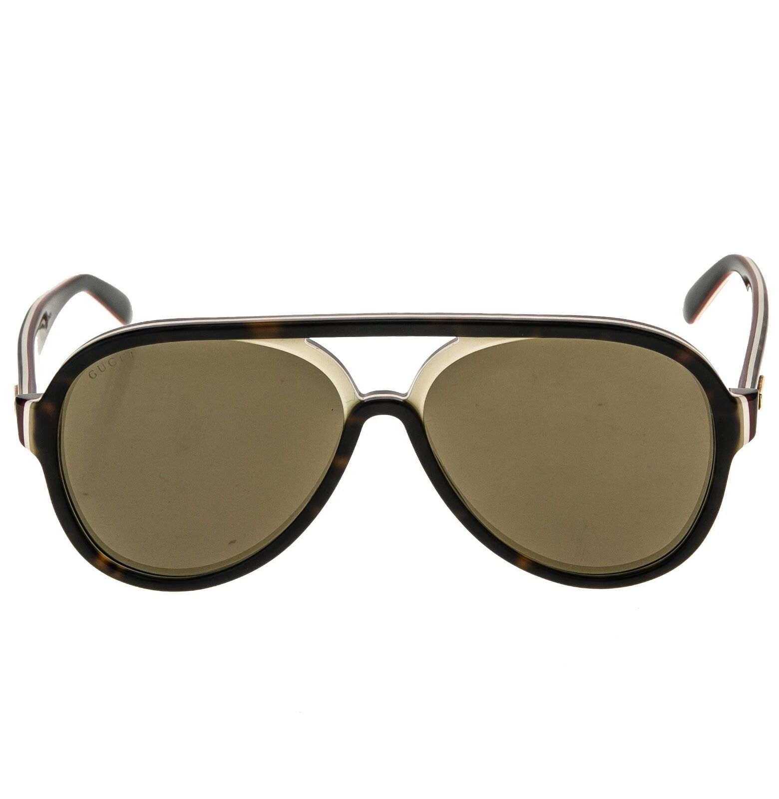 Gucci GUCCI GG0270S 0270 Havana Ivory Brown Aviator Sunglasses 003 Size ONE SIZE - 11 Thumbnail