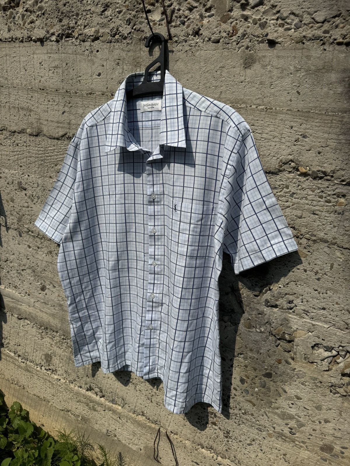 Yves Saint Laurent Vintage YSL Shiprt Sleeve Check Shirt Size US XL / EU 56 / 4 - 2 Thumbnail