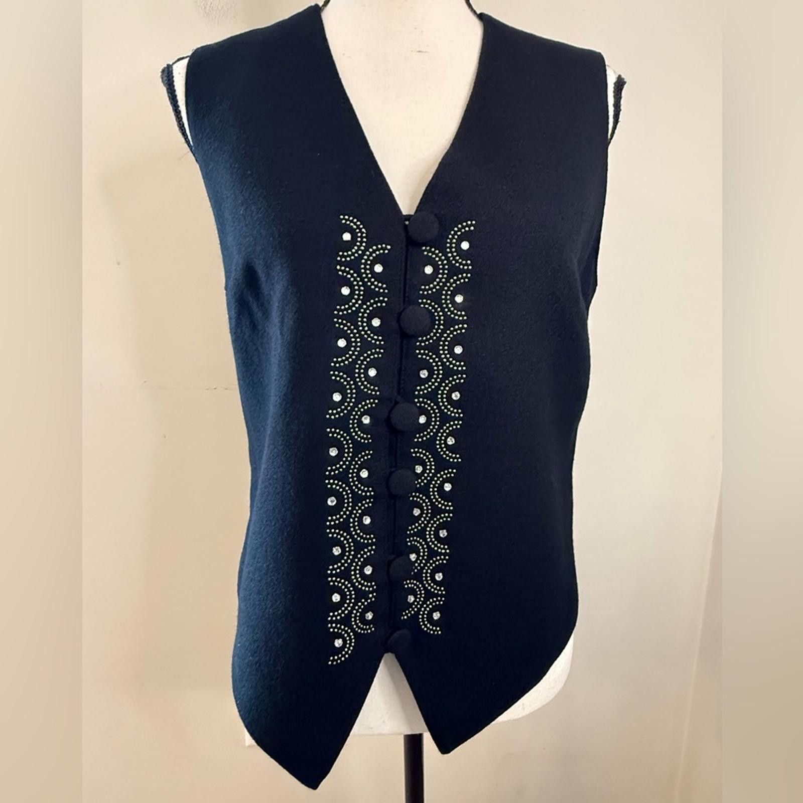 Other Focus 2000 vintage black wool embellished vest SZ 8 Size M / US 6-8 / IT 42-44 - 1 Thumbnail
