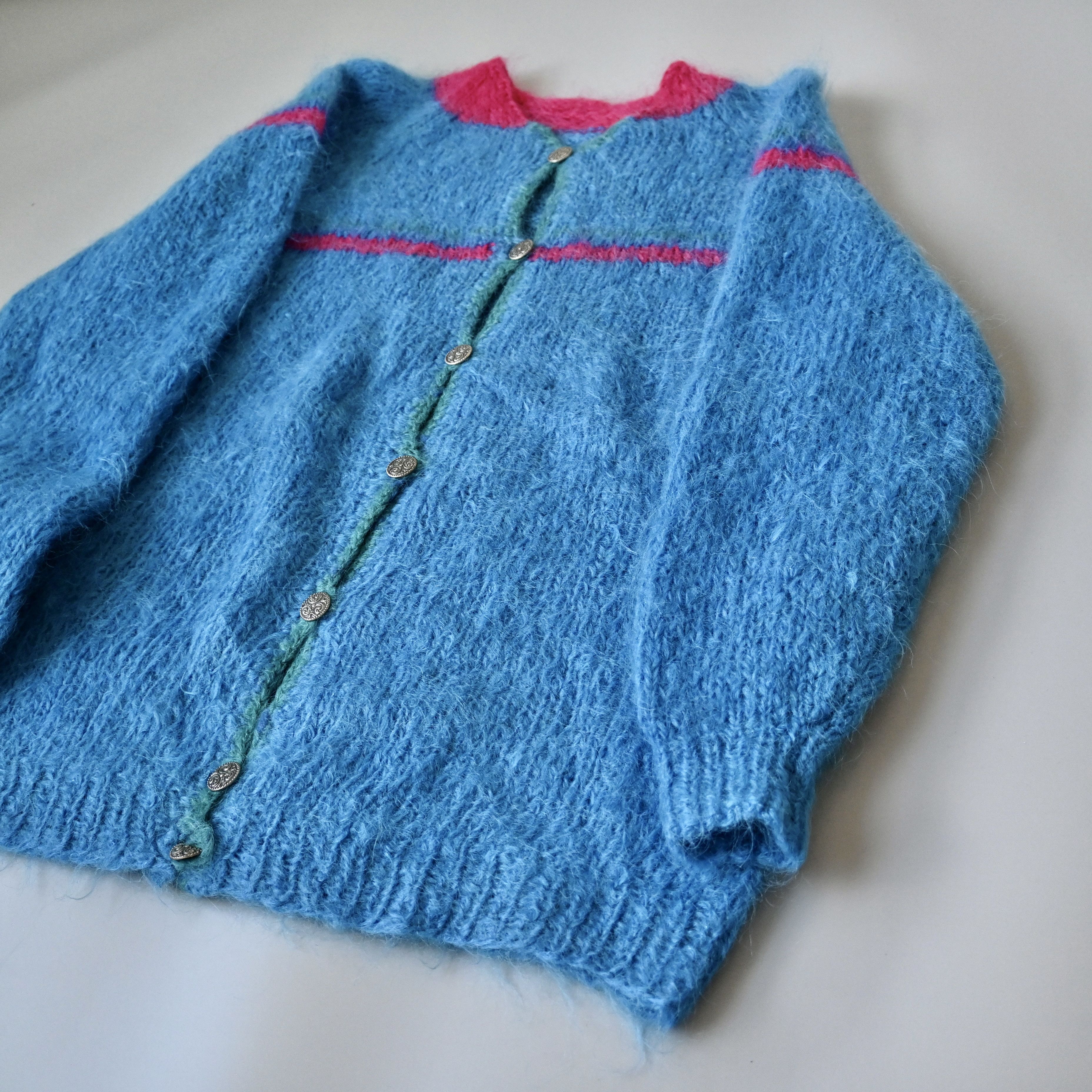 Handmade Vintage 1980 - 90s Mohair-mix knit cardigan, mens L Size XXL / US 16-18 / IT 52-54 - 9 Thumbnail
