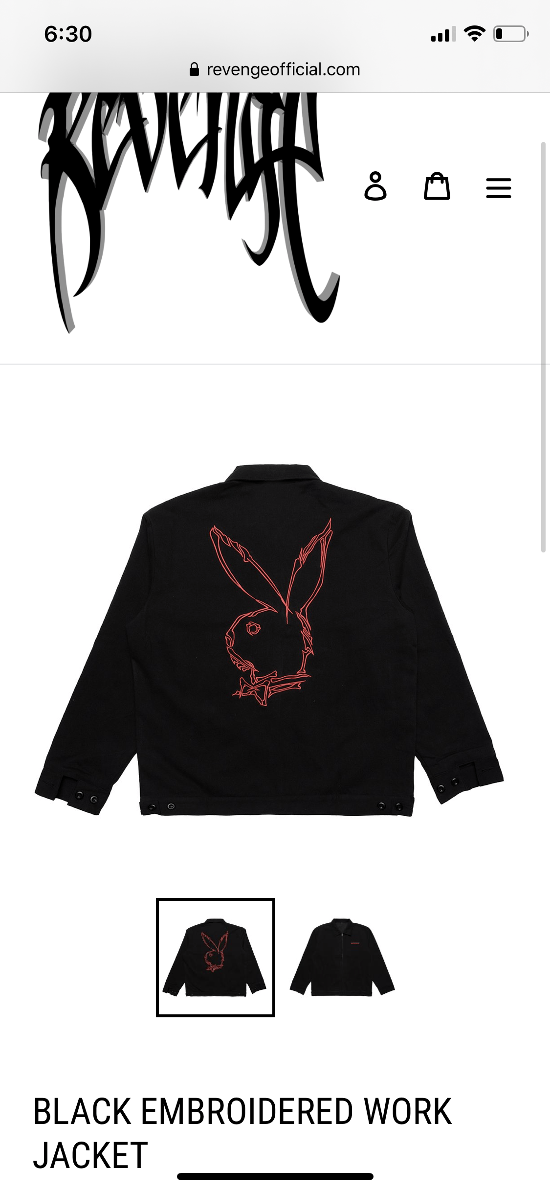 Revenge PLAYBOY BLACK EMBROIDERED WORK JACKET (2020) Size US S / EU 44-46 / 1 - 3 Thumbnail