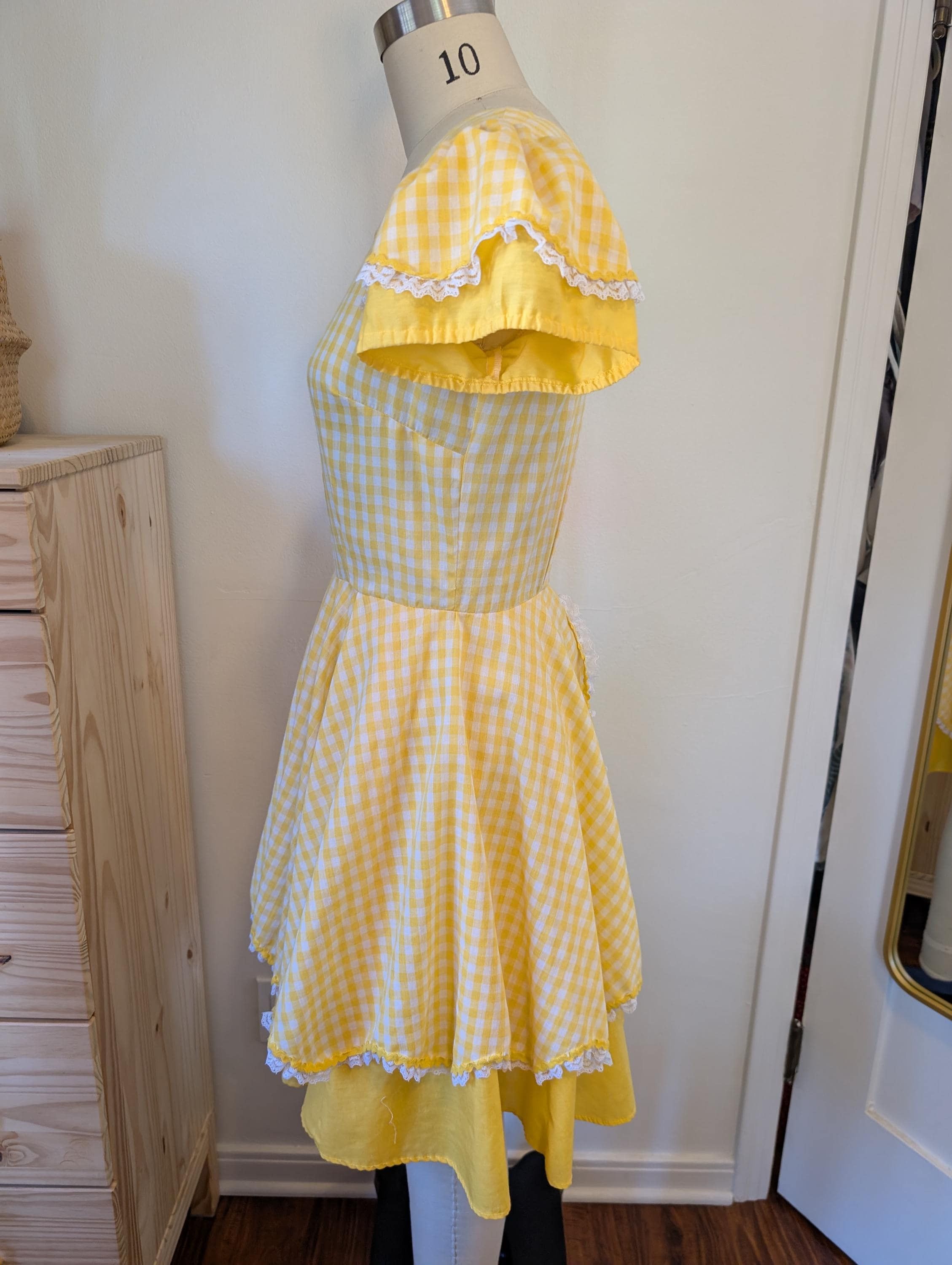 Vintage 1970s Yellow Gingham Square Dance Dress - Country Western Size M / US 6-8 / IT 42-44 - 4 Thumbnail