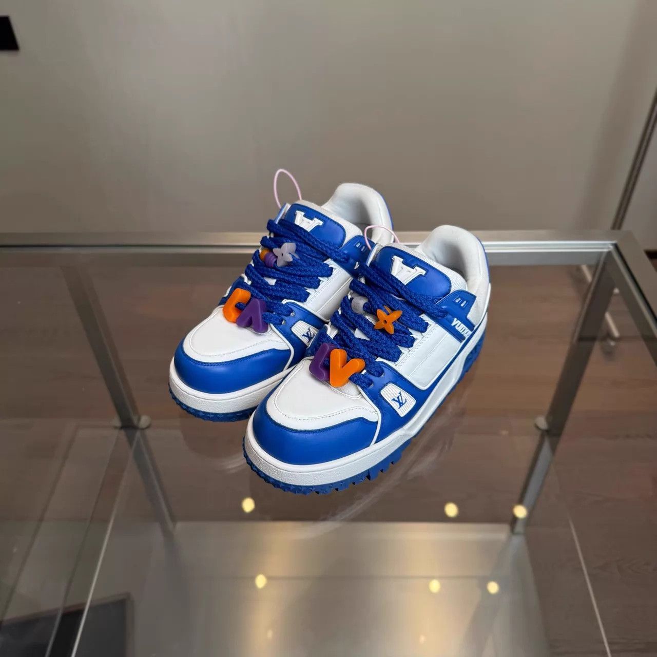 Louis Vuitton LV TRAINER white & blue UK8 (42) 98 new Size US 9 / EU 42 - 1 Thumbnail