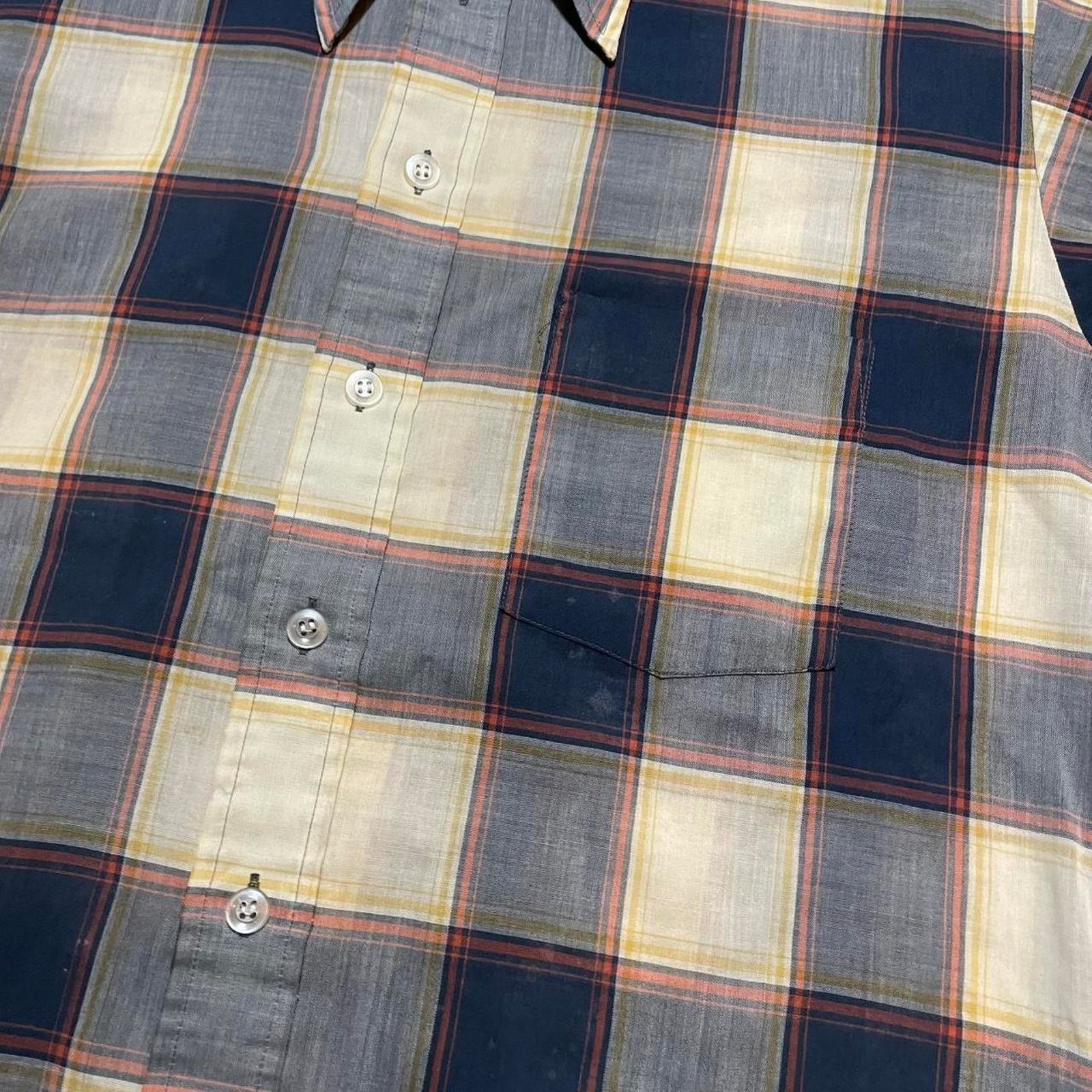 Vintage 1970s DJ pointed collar white plaid button up flannel shirt Size US L / EU 52-54 / 3 - 2 Thumbnail