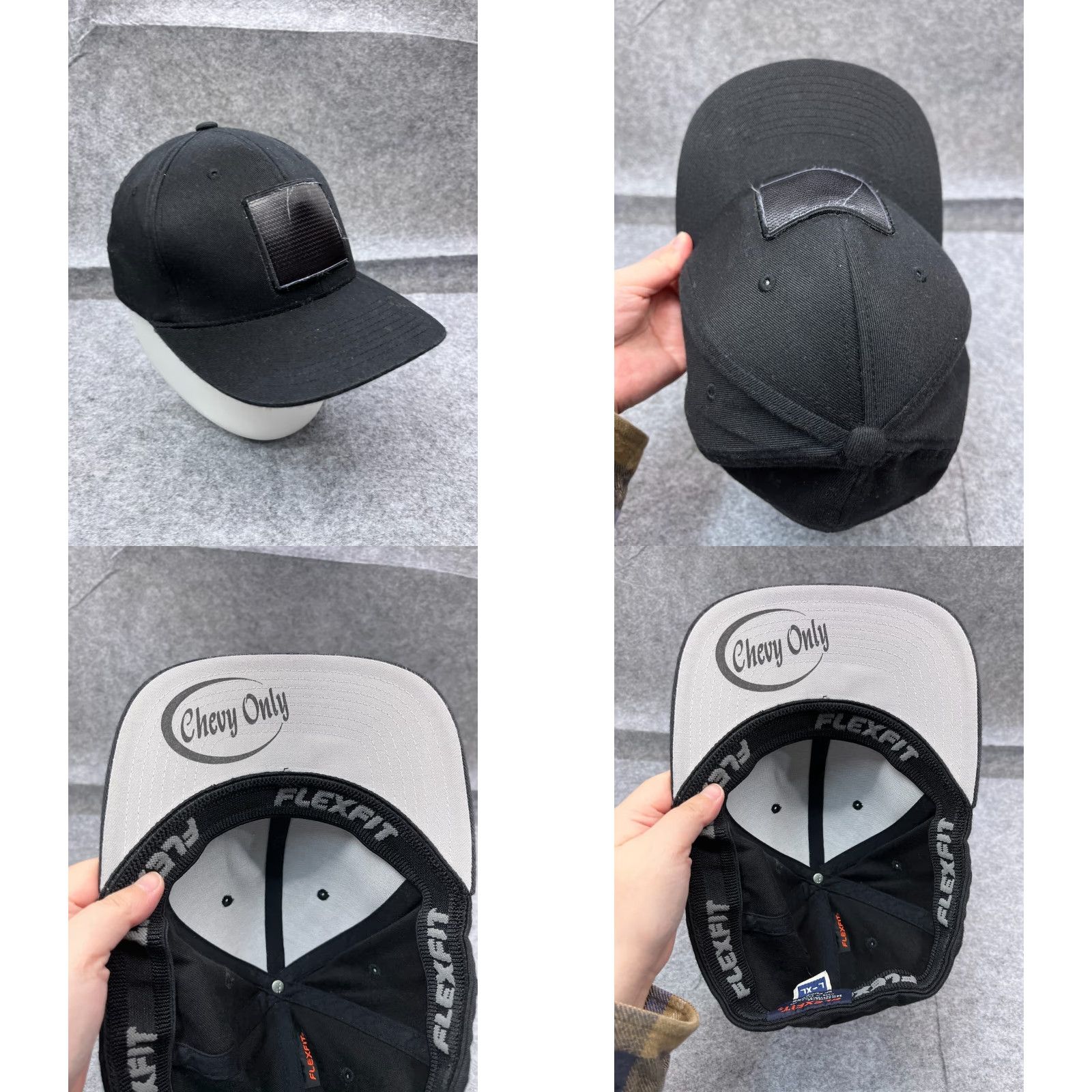 Vintage Chevy Patch Hat Fitted Adult Extra Large Black Polyester Blend Flexfit Size ONE SIZE - 8 Thumbnail